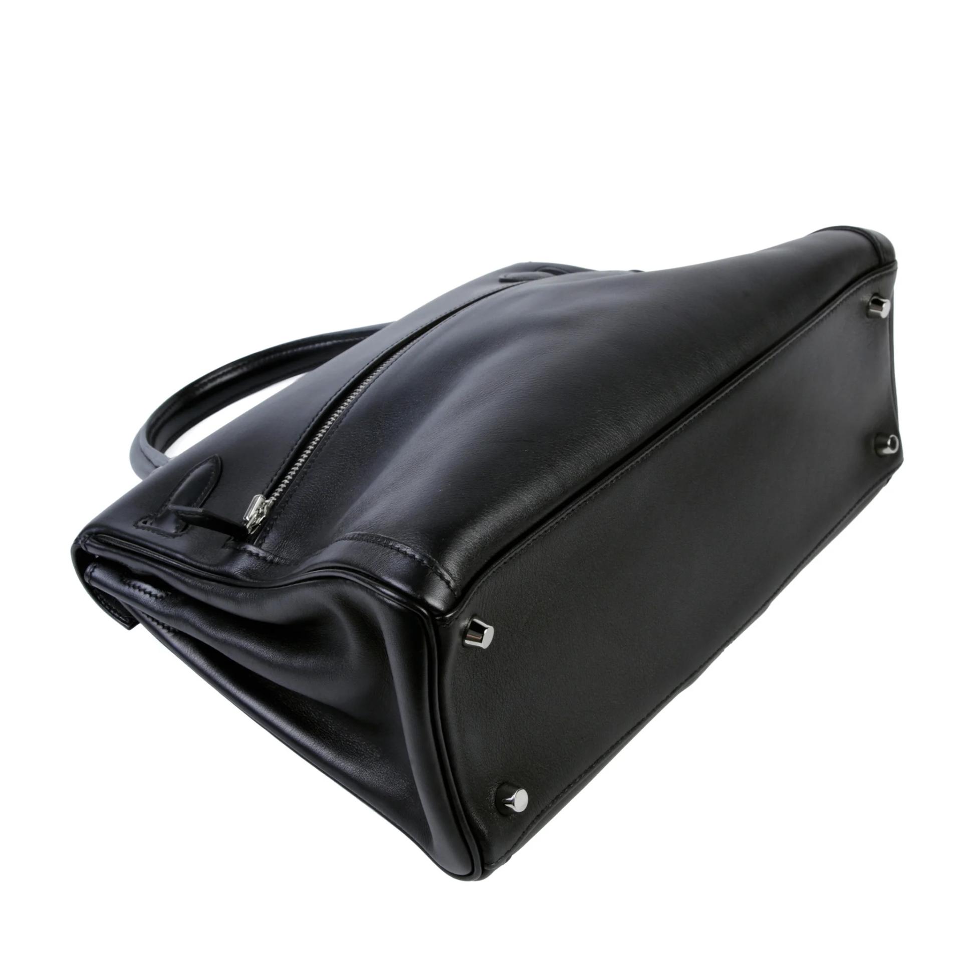 Very Good ( Rank A) HERMÈS Kelly Lakis 32 Noir (89) Swift Palladium hardware Square P (2012) - 6