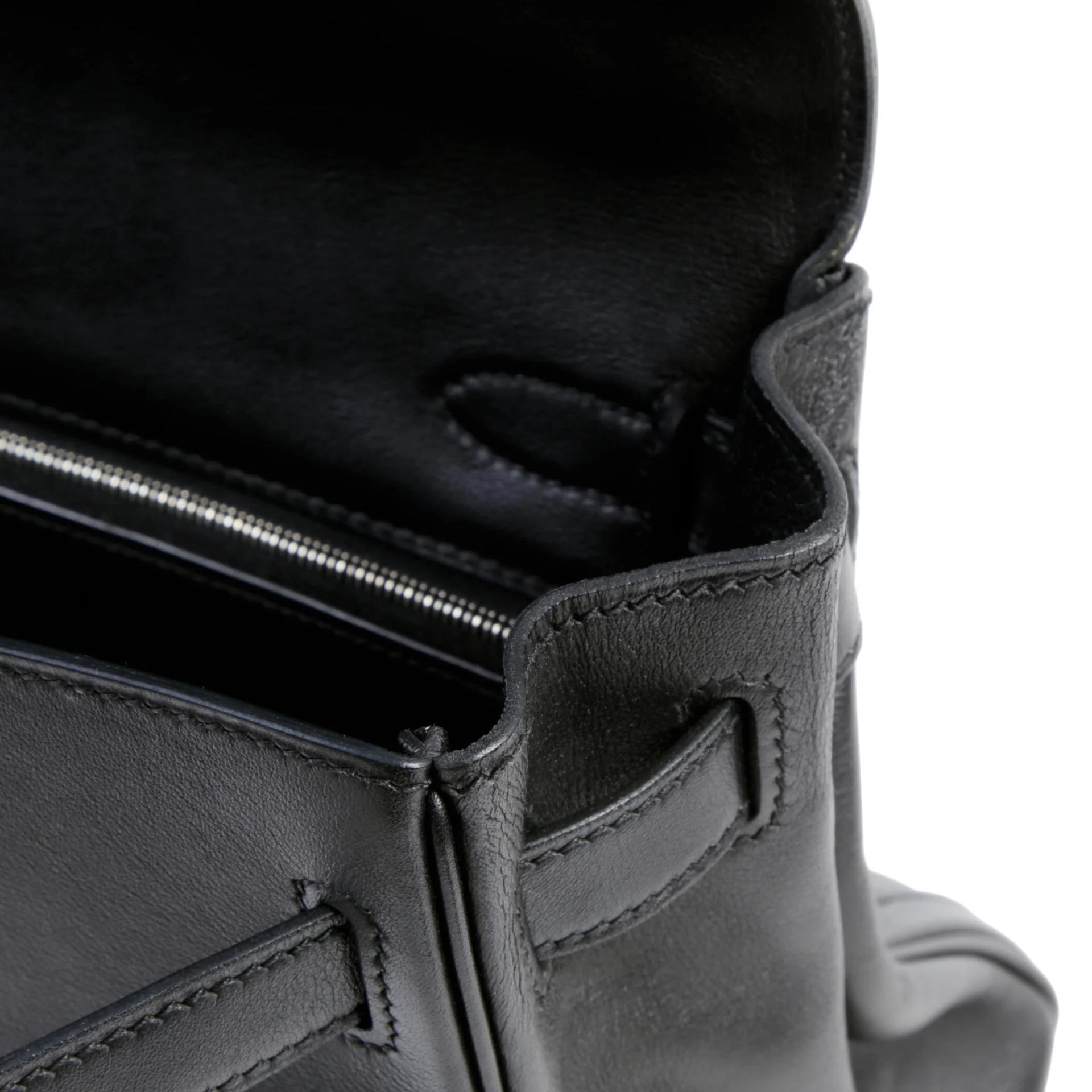 Very Good ( Rank A) HERMÈS Kelly Lakis 32 Noir (89) Swift Palladium hardware Square P (2012) - 12