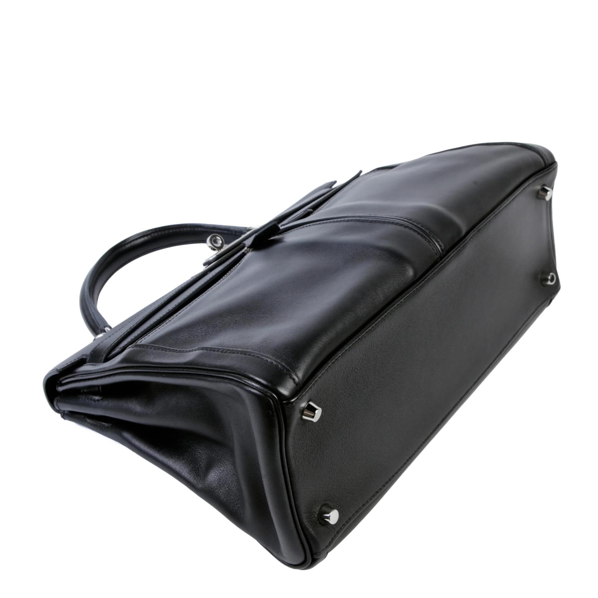 Very Good ( Rank A) HERMÈS Kelly Lakis 32 Noir (89) Swift Palladium hardware Square P (2012) - 4