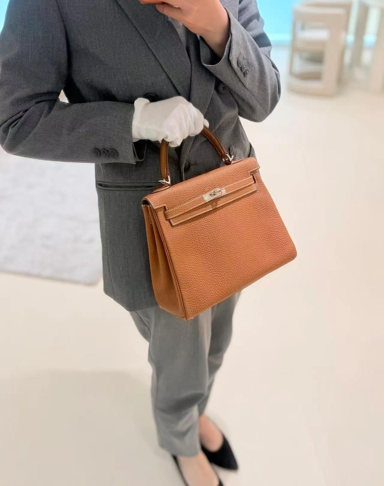 SA超美品 HERMÈS 愛馬仕 Kelly 25 37 金棕色 Gold Togo小牛皮 銀扣 B刻 2023年 - 5