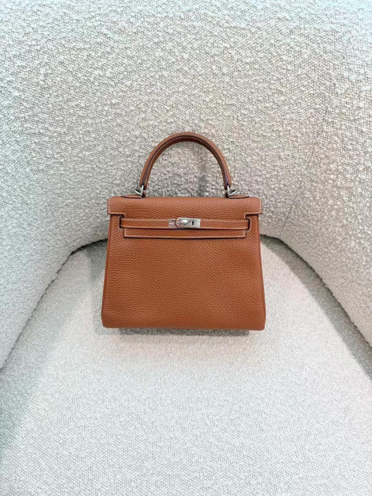 SA超美品 HERMÈS 愛馬仕 Kelly 25 37 金棕色 Gold Togo小牛皮 銀扣 B刻 2023年 - 3