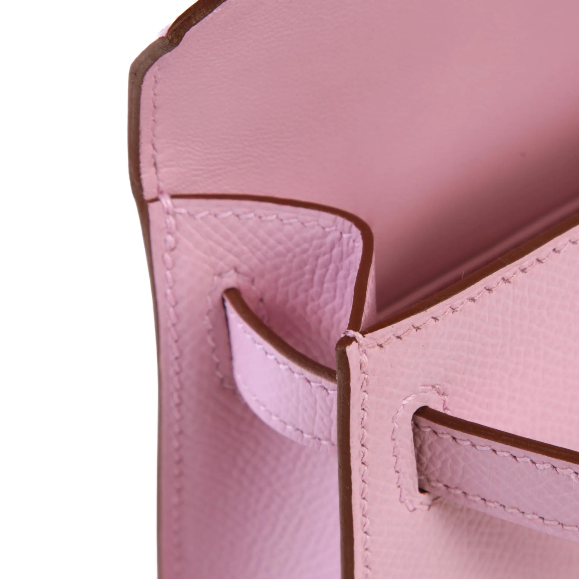 Brand New ( Rank N ) HERMÈS Mini Kelly II Mauve Sylvestre (X9) Epsom Palladium hardware G (2026) - 12