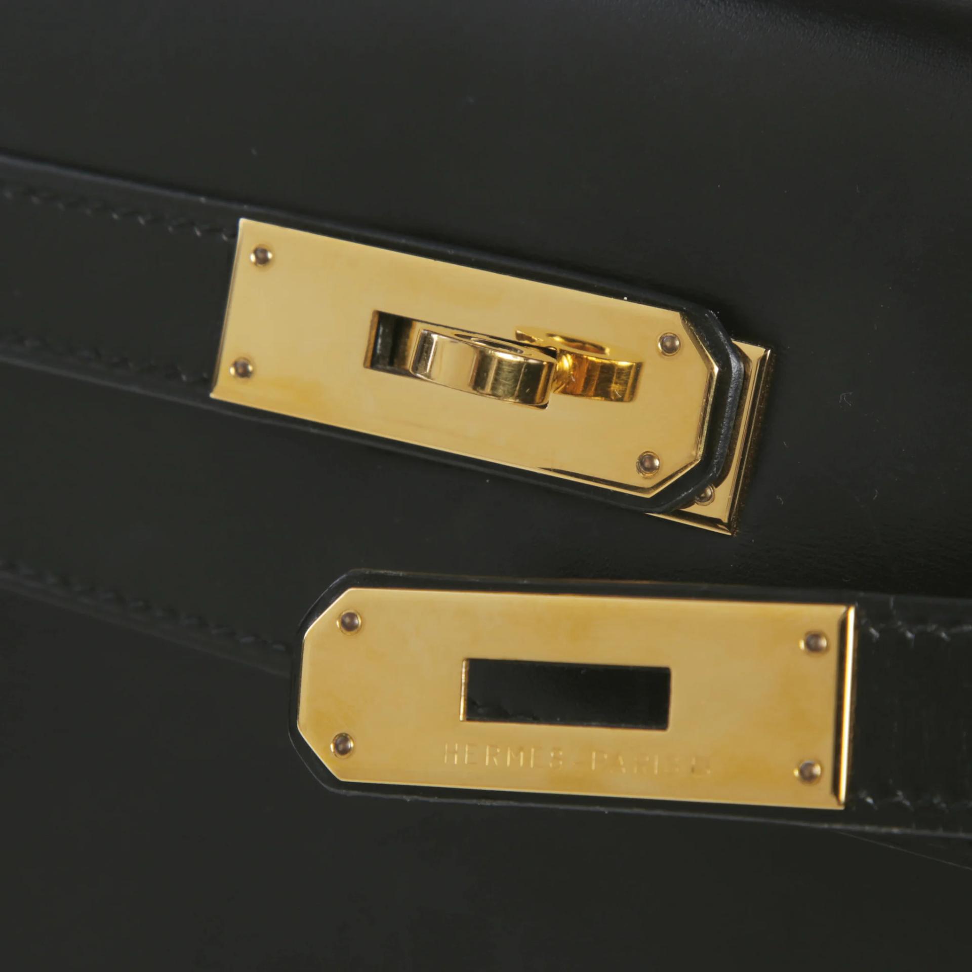 A美品 HERMÈS 愛馬仕 Kelly 32 外縫 89 黑色 Noir (Black) Box牛皮 金扣 〇A刻 1971年 - 8