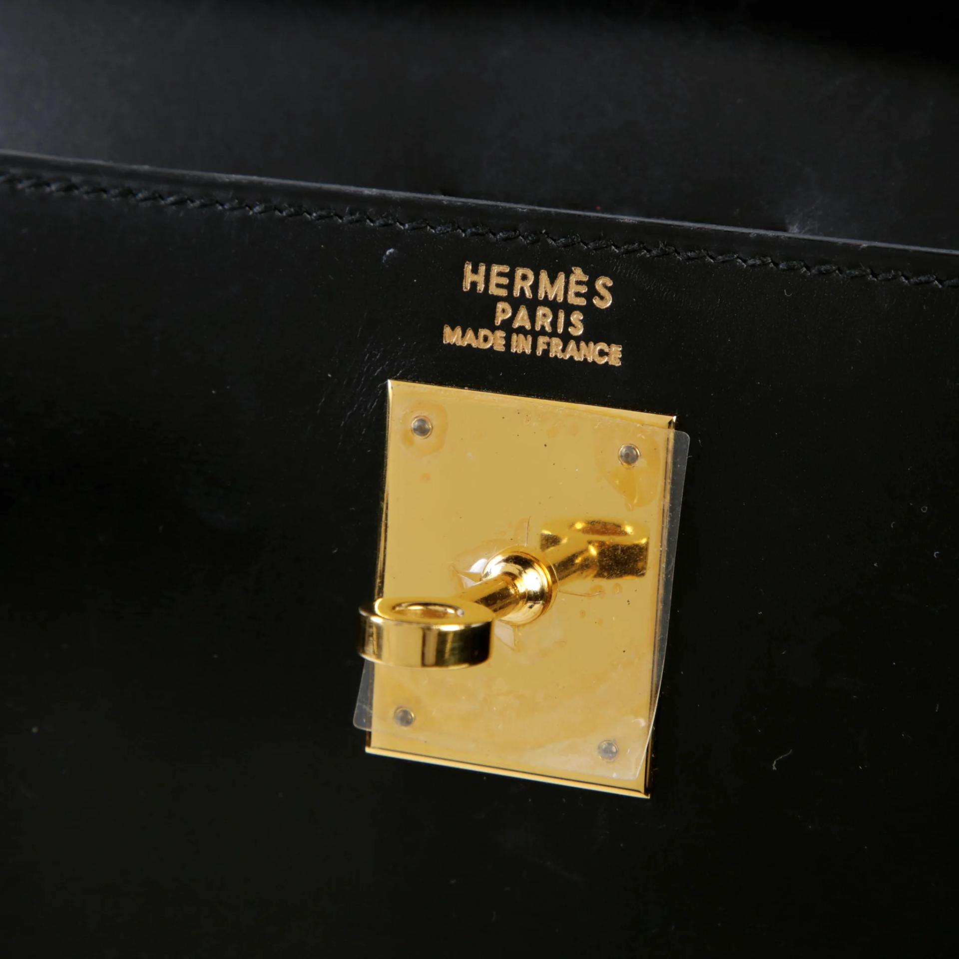 A美品 HERMÈS 愛馬仕 Kelly 32 外縫 89 黑色 Noir (Black) Box牛皮 金扣 〇A刻 1971年 - 10