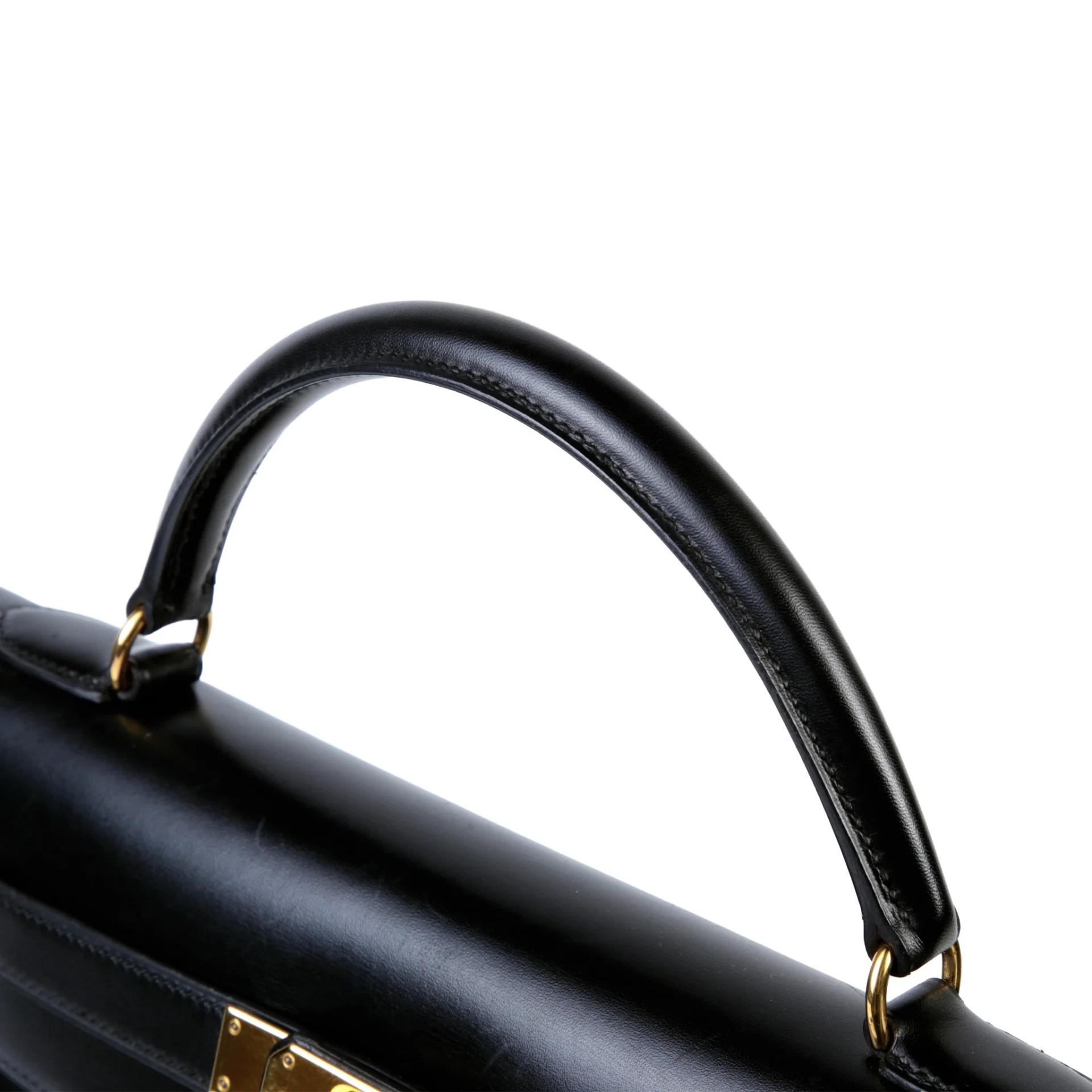 A美品 HERMÈS 愛馬仕 Kelly 32 外縫 89 黑色 Noir (Black) Box牛皮 金扣 〇A刻 1971年 - 3