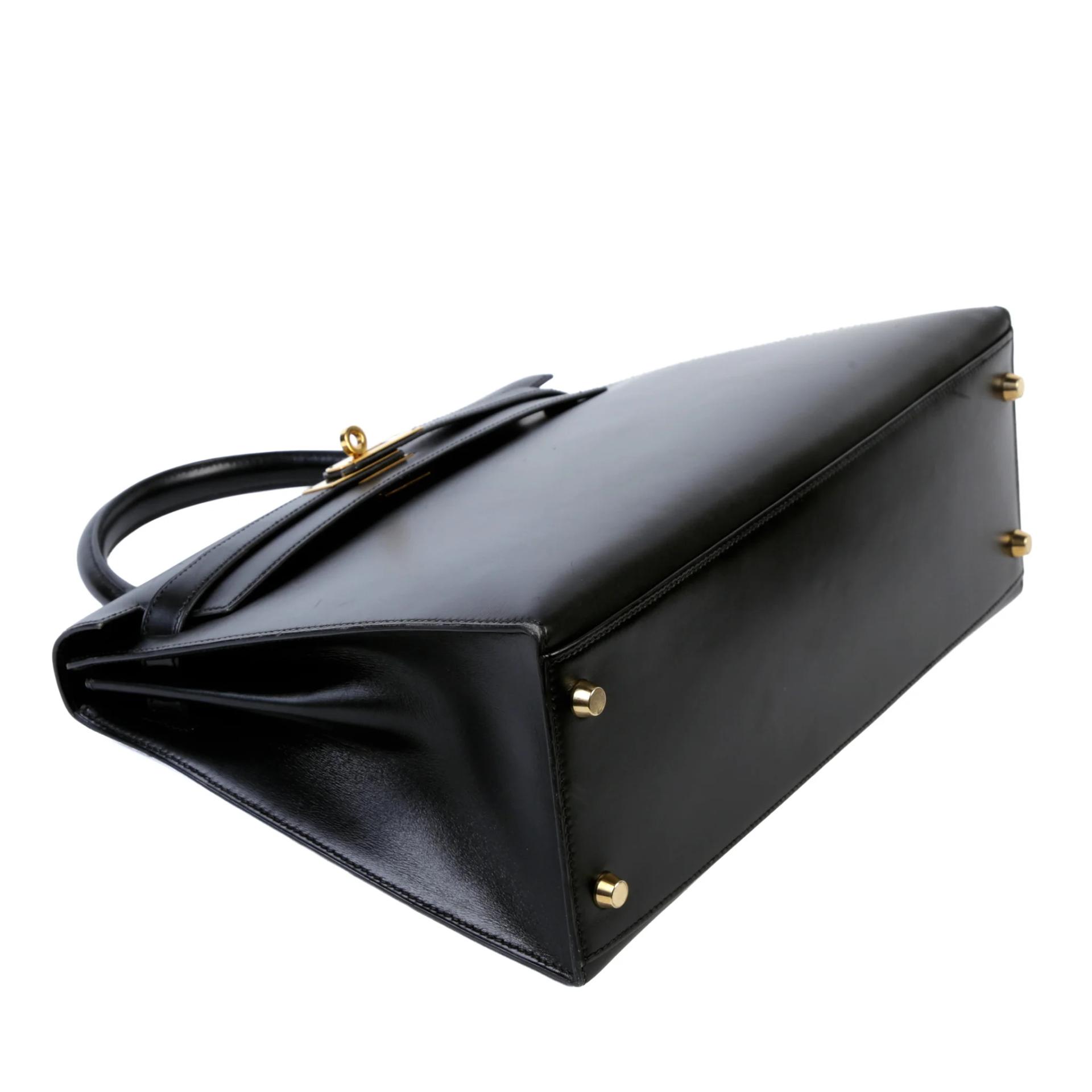 A美品 HERMÈS 愛馬仕 Kelly 32 外縫 89 黑色 Noir (Black) Box牛皮 金扣 〇A刻 1971年 - 4