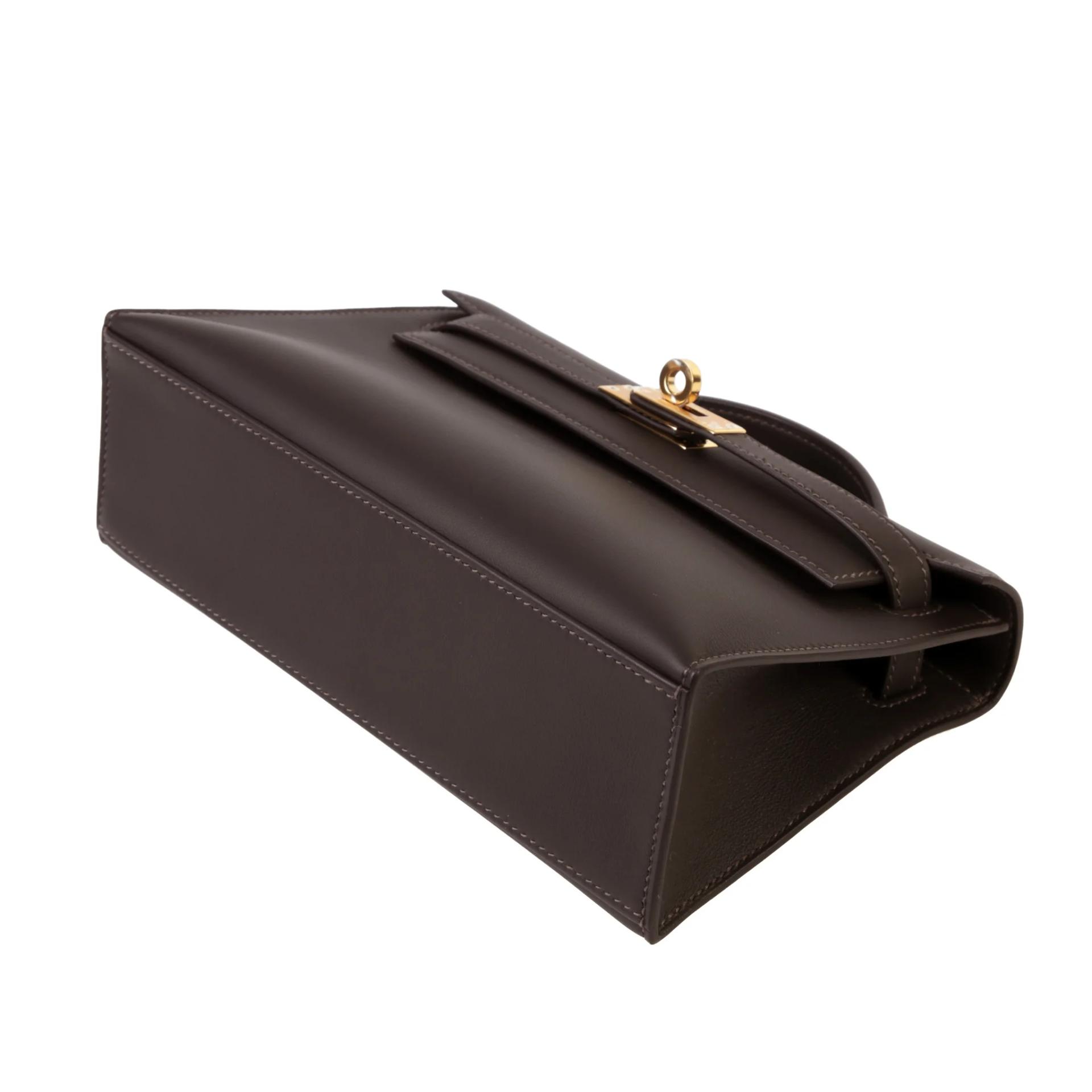全新 HERMÈS 愛馬仕 Kelly Pochette T3 棗棕色 Bai Brun Swift牛皮 金扣 K刻 2025年 - 5
