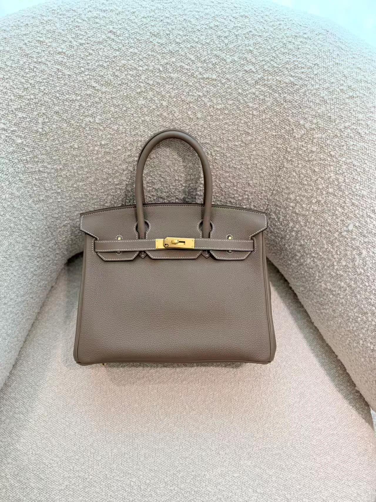 SA超美品 HERMÈS 愛馬仕 Birkin 30 18 大象灰 Etoupe Togo小牛皮 金扣 W刻 2024年 - 5