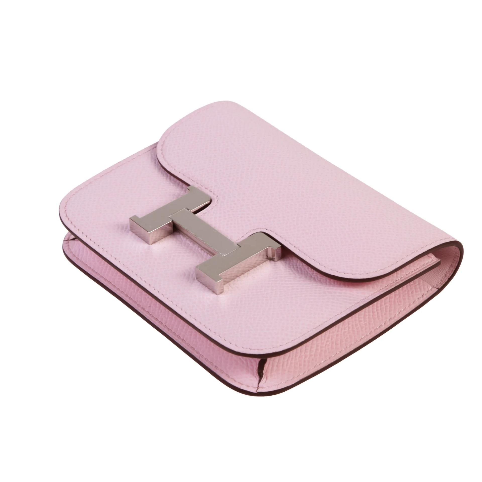 Unused ( Rank NS ) HERMÈS Constance Slim Wallet Rose Darling (M7) Epsom Palladium hardware W (2024) - 4