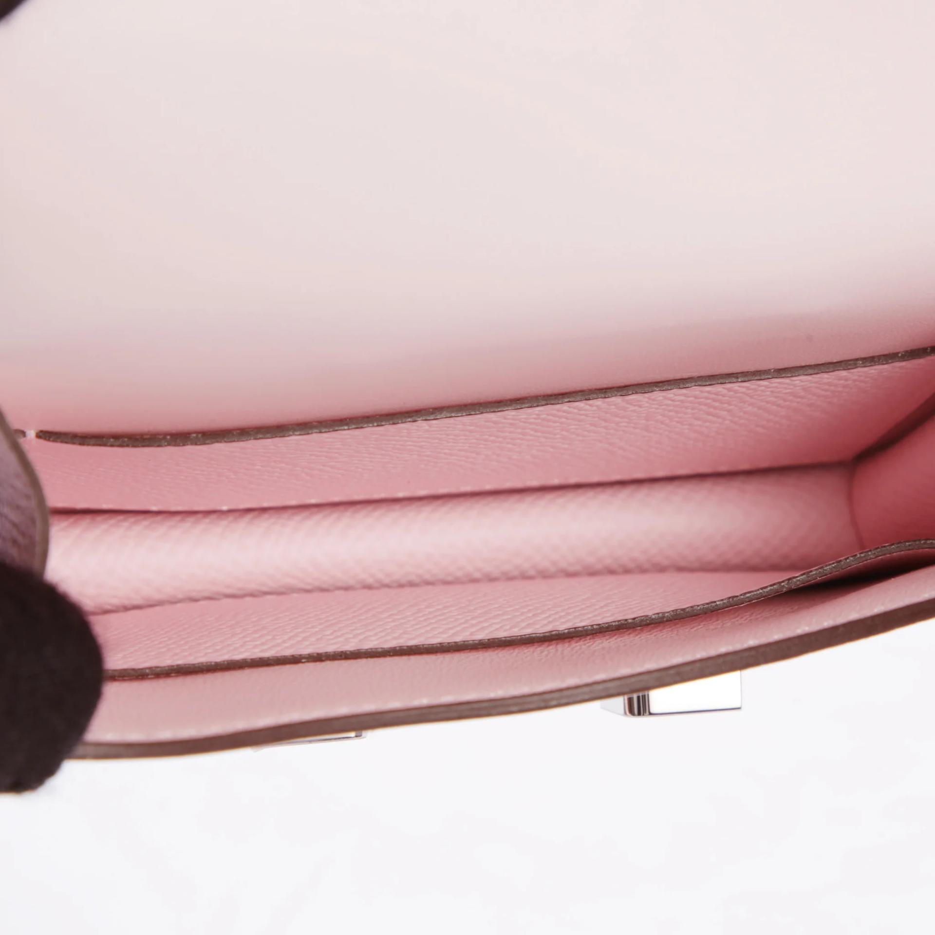 Unused ( Rank NS ) HERMÈS Constance Slim Wallet Rose Darling (M7) Epsom Palladium hardware W (2024) - 8