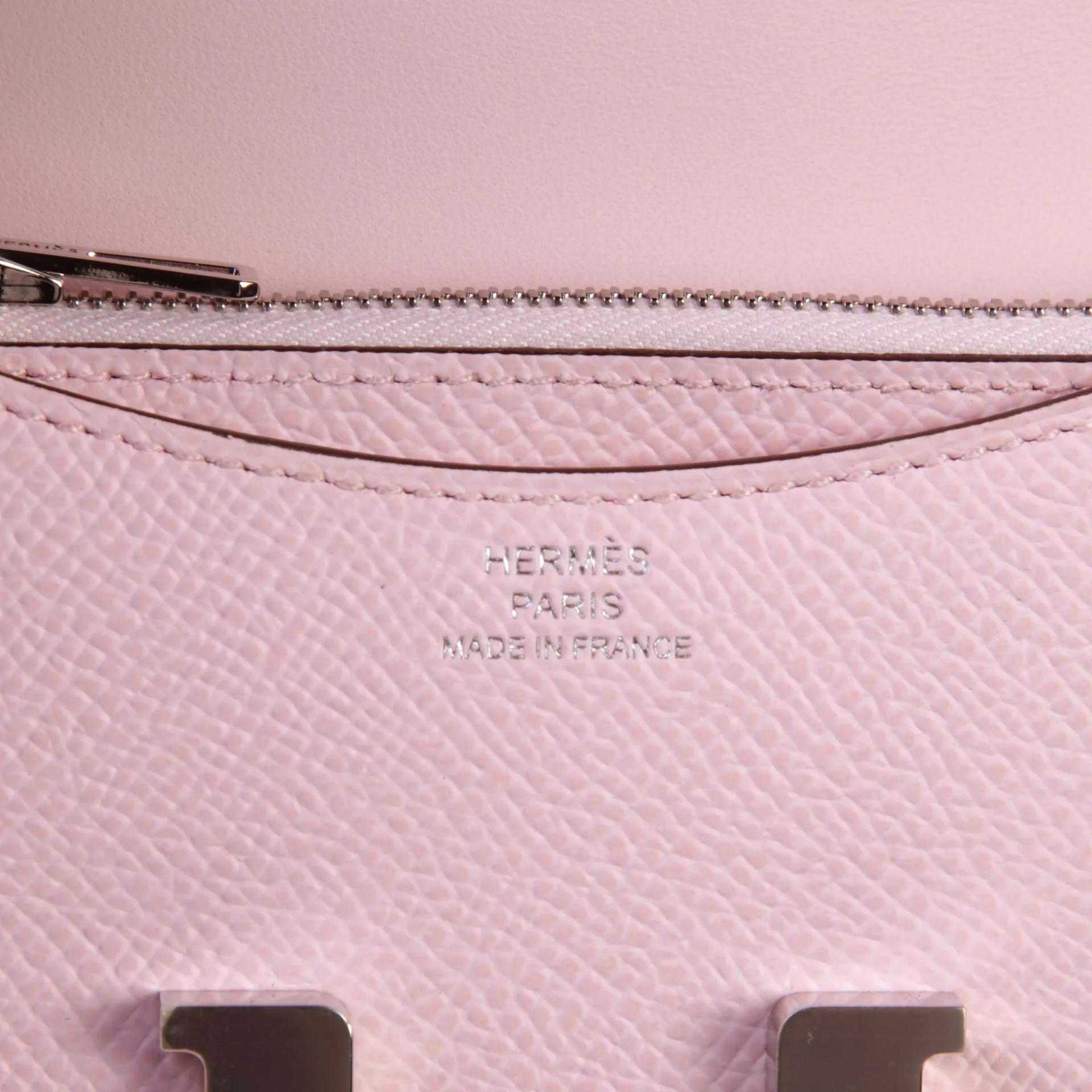 Unused ( Rank NS ) HERMÈS Constance Slim Wallet Rose Darling (M7) Epsom Palladium hardware W (2024) - 7