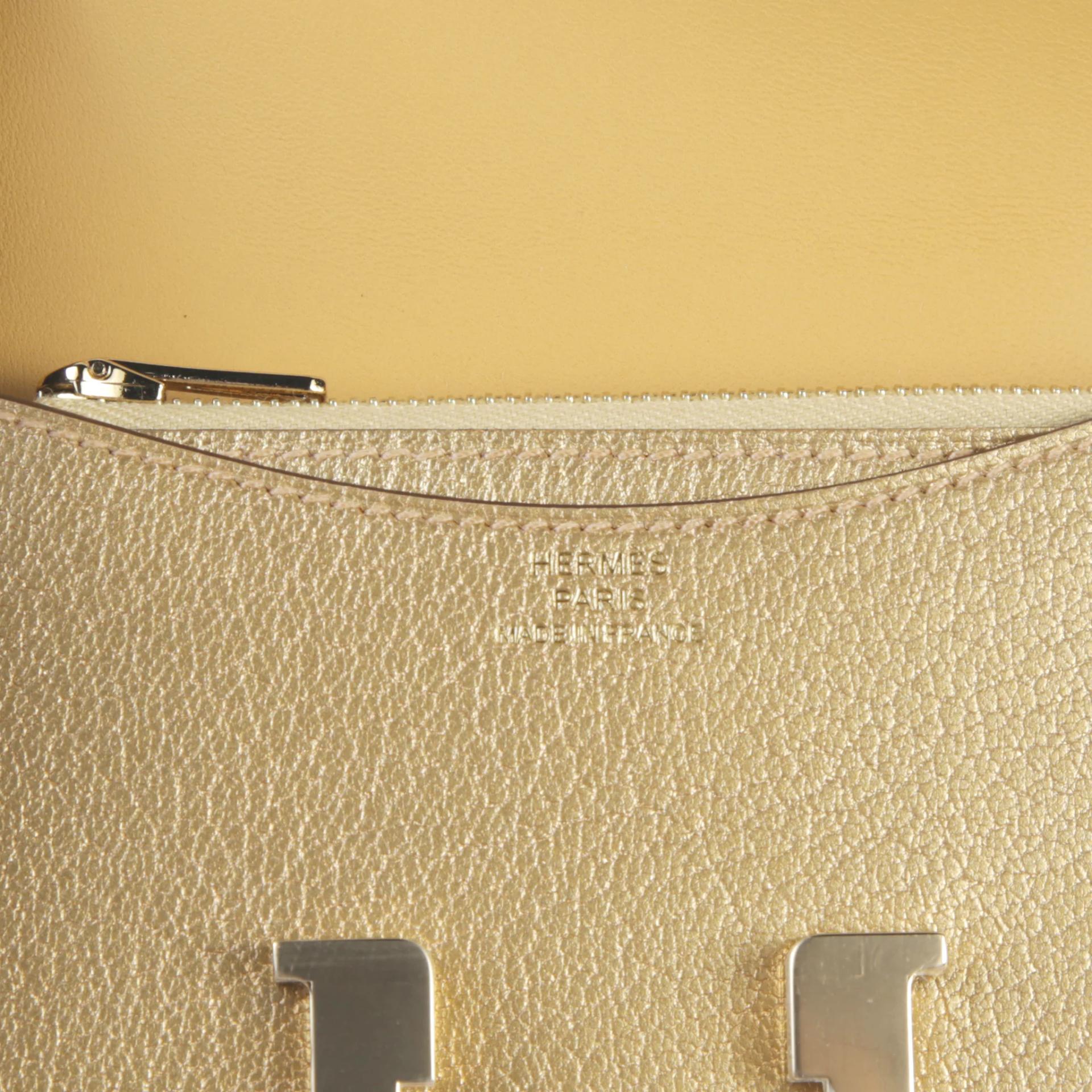 Brand New ( Rank N ) HERMÈS Constance Slim Wallet Dore (Y9) Chamkila Permabrass hardware K (2025) - 7