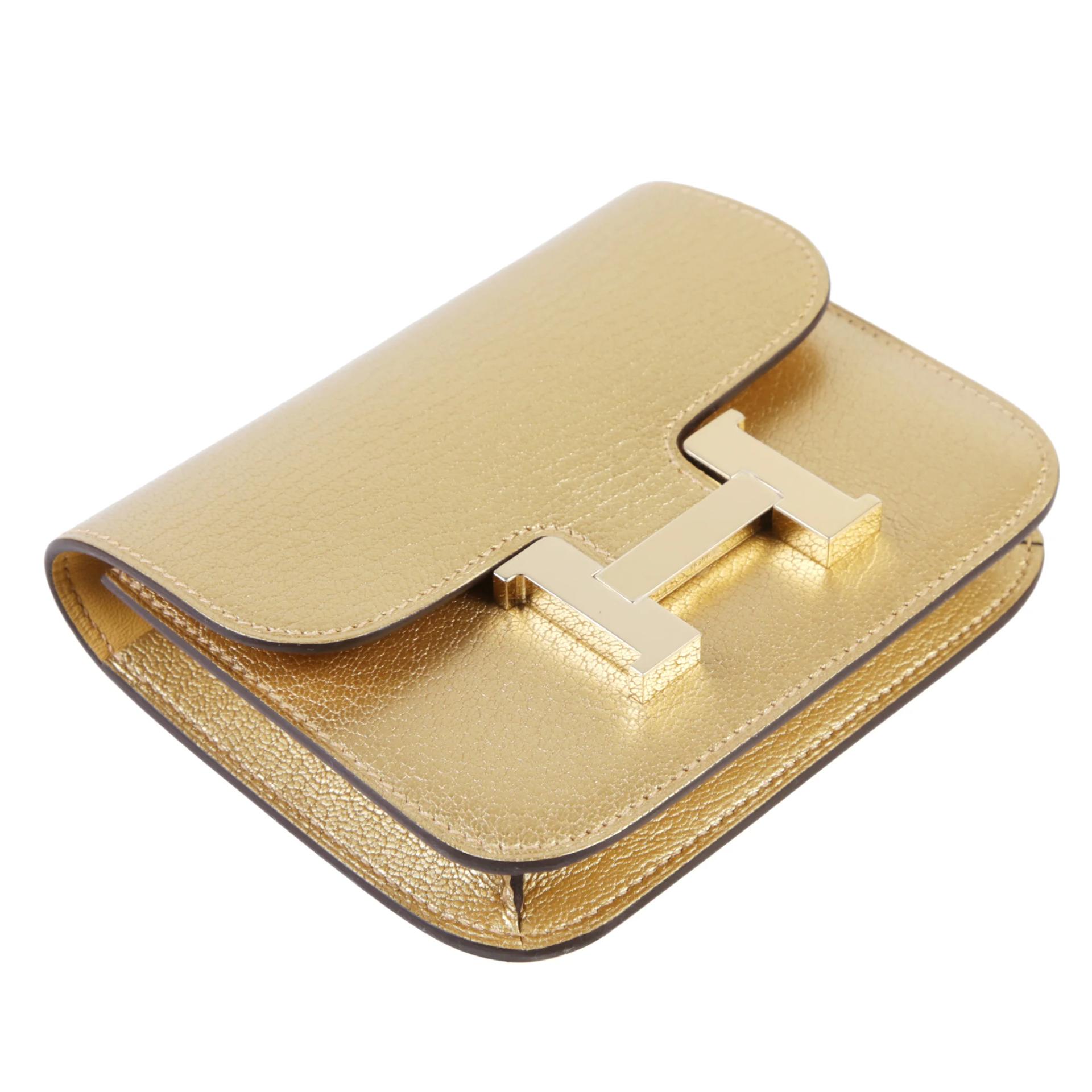 Brand New ( Rank N ) HERMÈS Constance Slim Wallet Dore (Y9) Chamkila Permabrass hardware K (2025) - 3