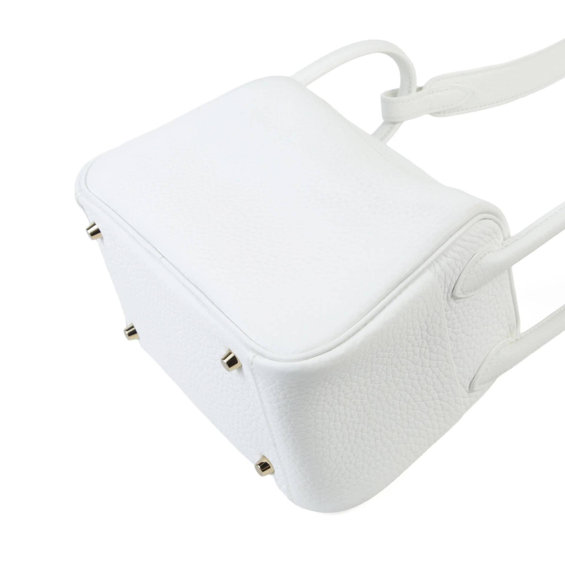 Unused ( Rank NS ) HERMÈS Mini Lindy II New White (0U) Clemence Gold hardware W (2024) - 7