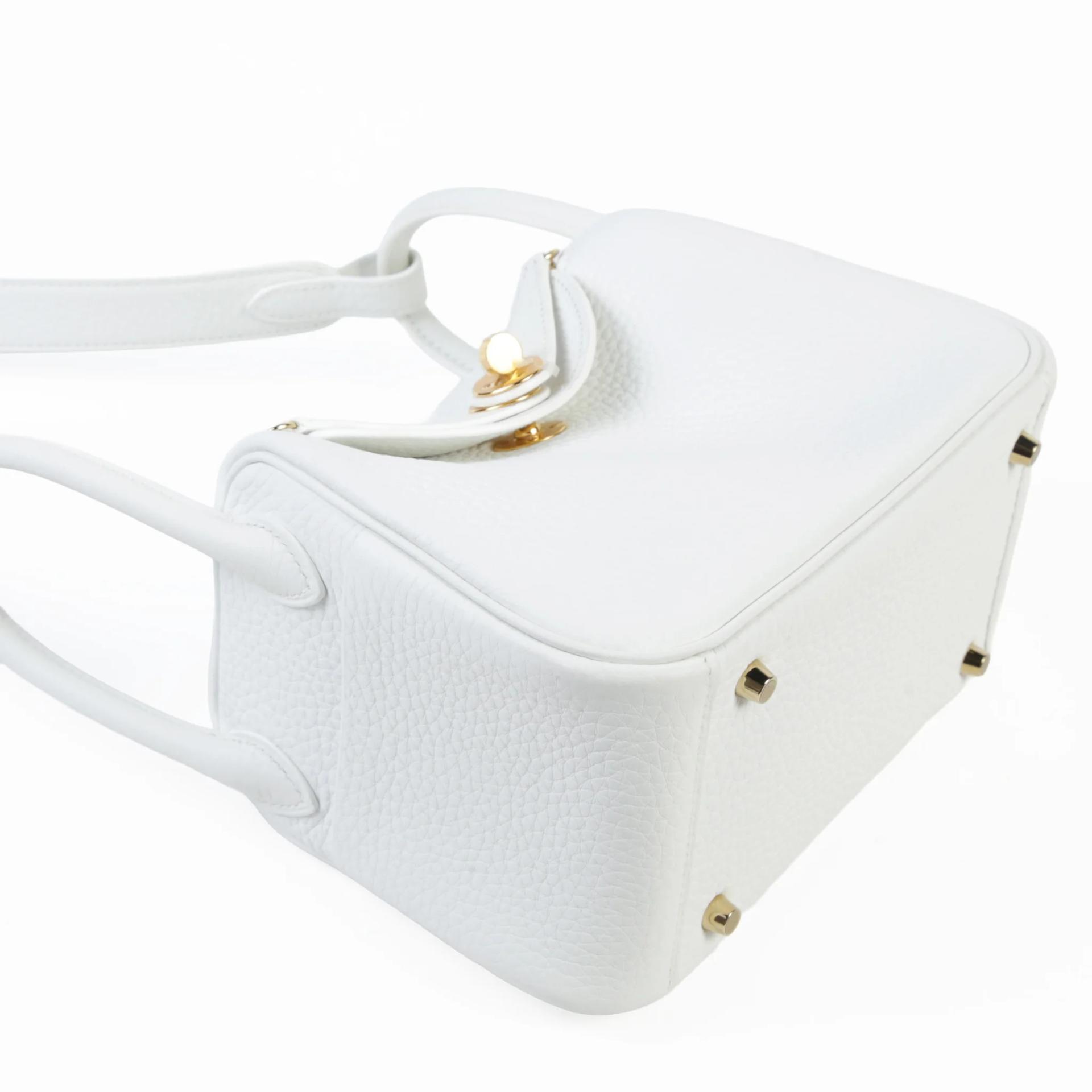 Unused ( Rank NS ) HERMÈS Mini Lindy II New White (0U) Clemence Gold hardware W (2024) - 4