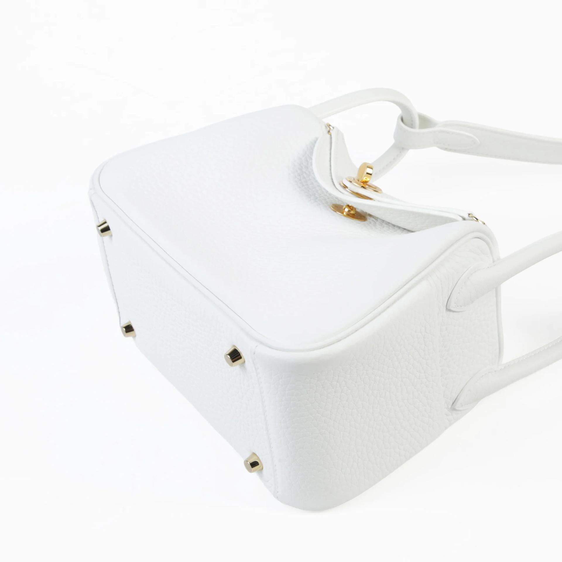Unused ( Rank NS ) HERMÈS Mini Lindy II New White (0U) Clemence Gold hardware W (2024) - 5
