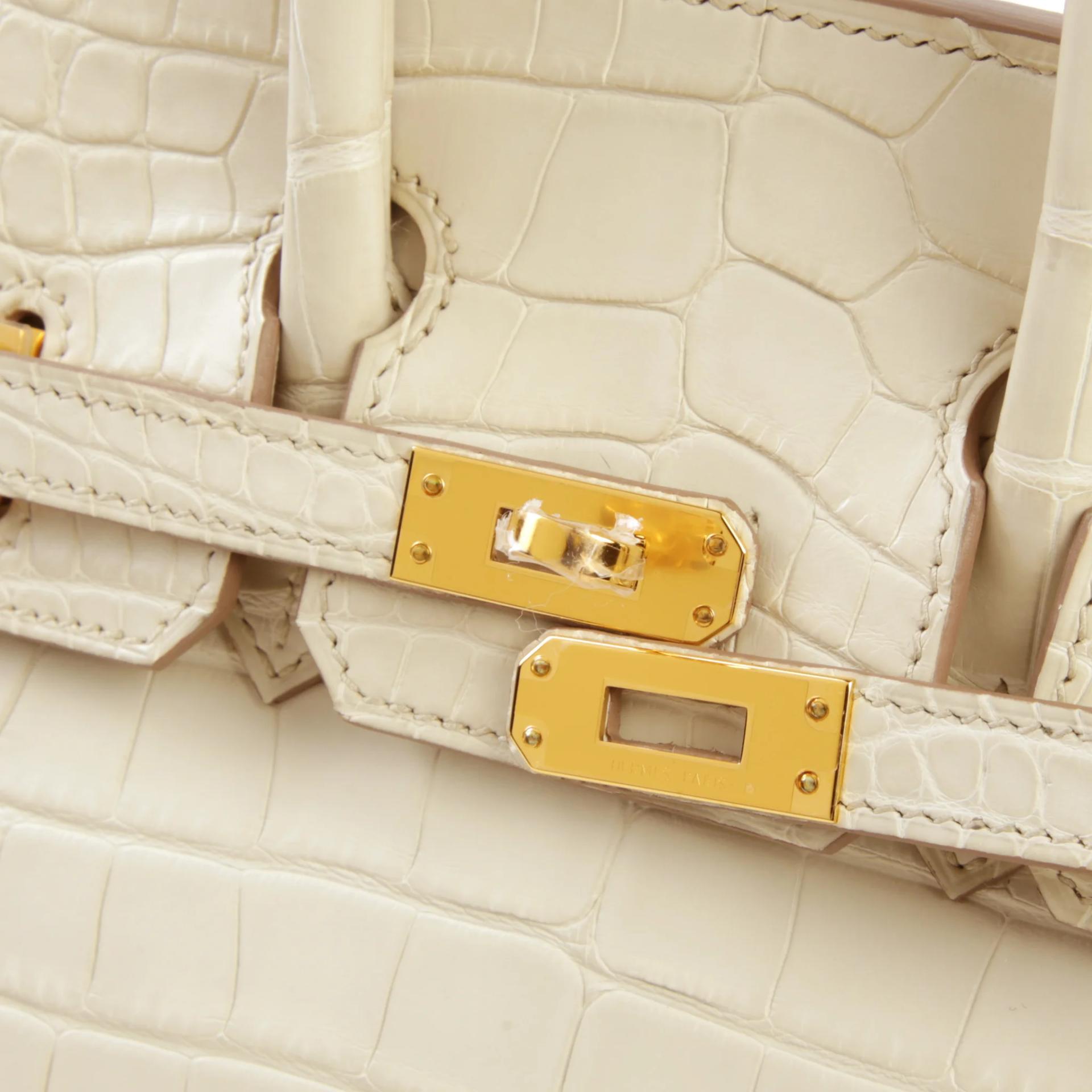 Unused ( Rank NS ) HERMÈS Birkin 25 Beton (8L) Matte Alligator Gold hardware K (2025) - 8