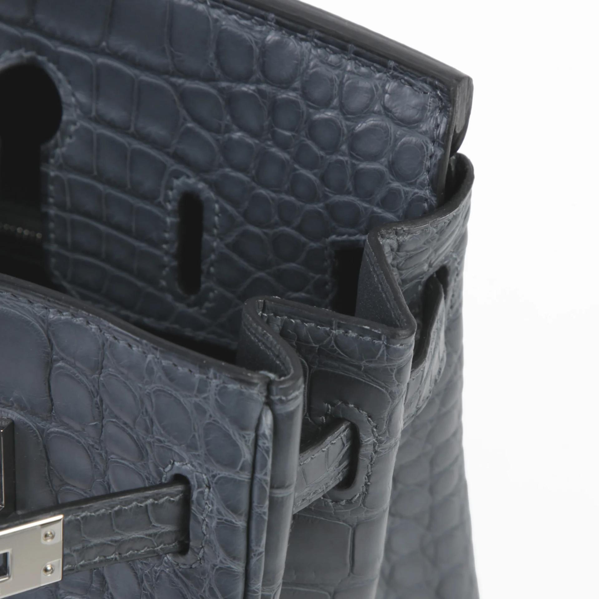 Brand New ( Rank N ) HERMÈS Birkin 25 Gris misty (H0) Matte Alligator Palladium hardware G (2026) - 11