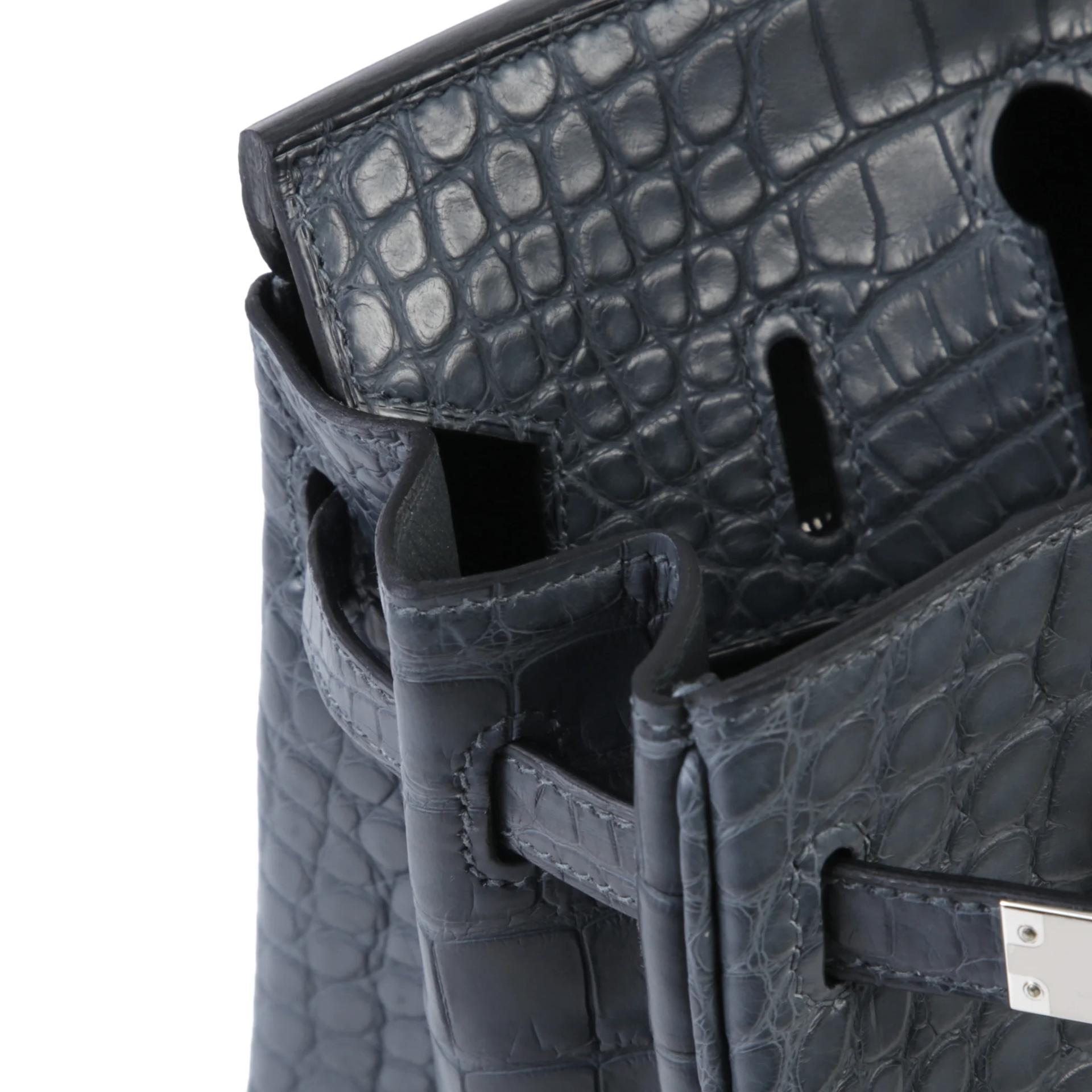 Brand New ( Rank N ) HERMÈS Birkin 25 Gris misty (H0) Matte Alligator Palladium hardware G (2026) - 12