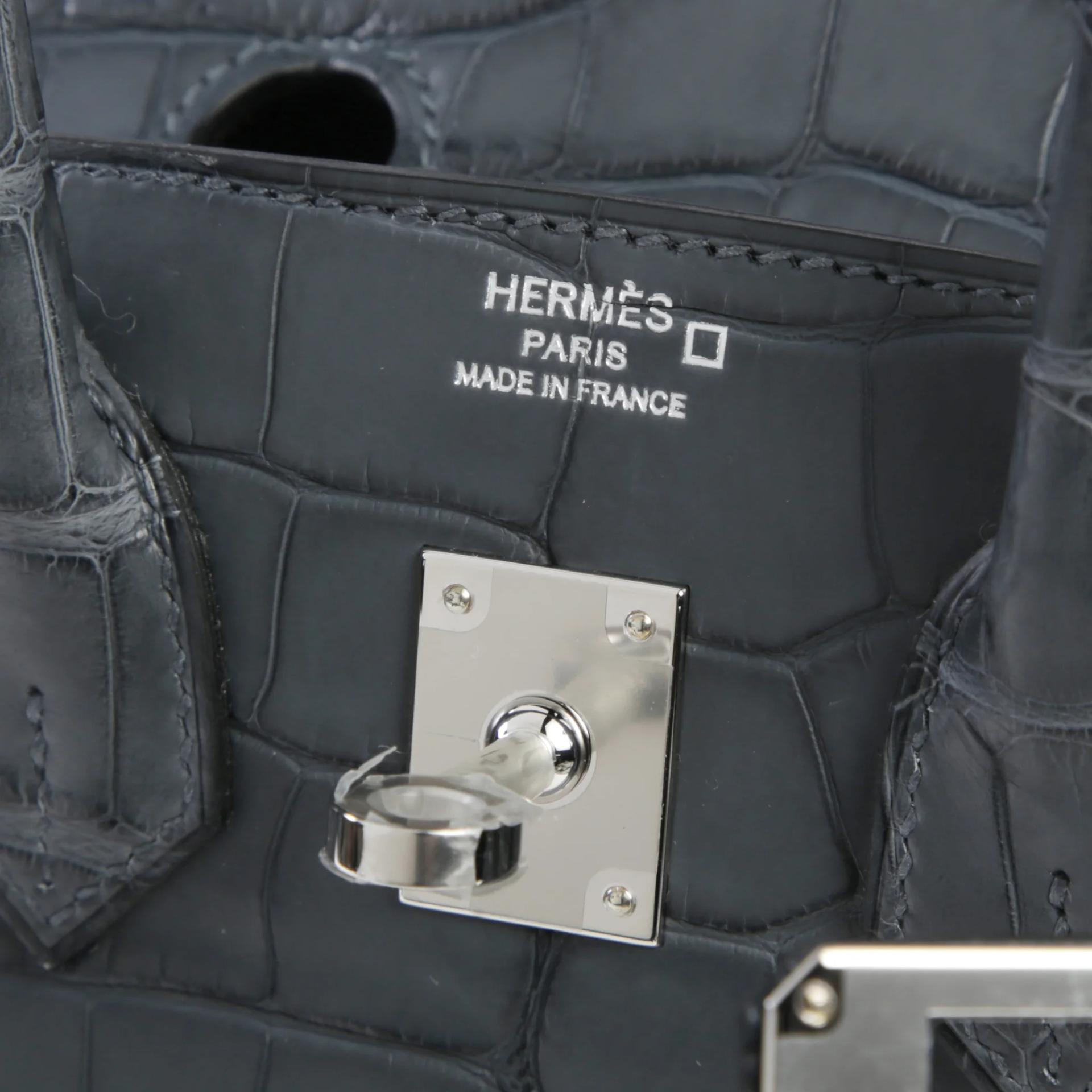 Brand New ( Rank N ) HERMÈS Birkin 25 Gris misty (H0) Matte Alligator Palladium hardware G (2026) - 9