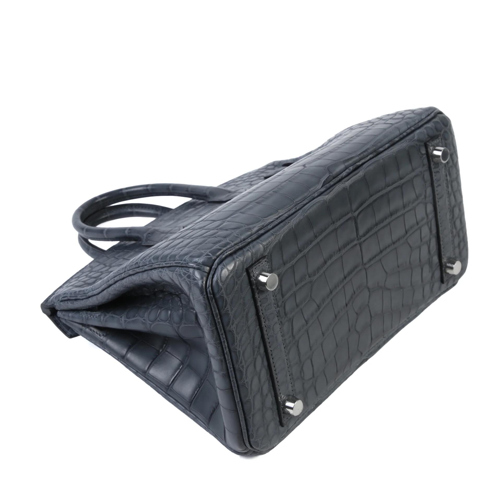 Brand New ( Rank N ) HERMÈS Birkin 25 Gris misty (H0) Matte Alligator Palladium hardware G (2026) - 6