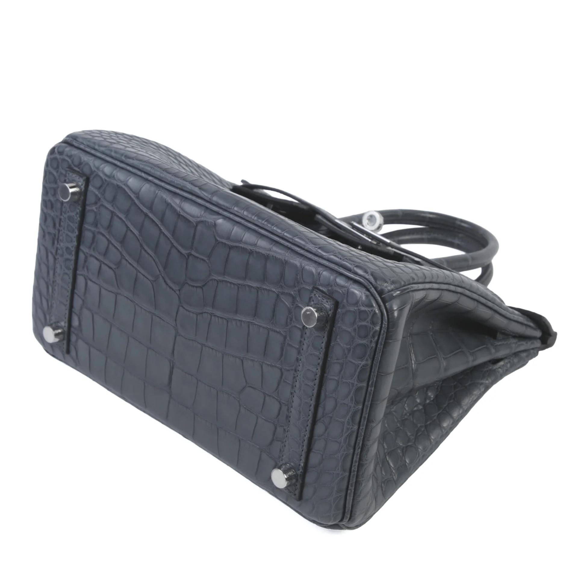 Brand New ( Rank N ) HERMÈS Birkin 25 Gris misty (H0) Matte Alligator Palladium hardware G (2026) - 5