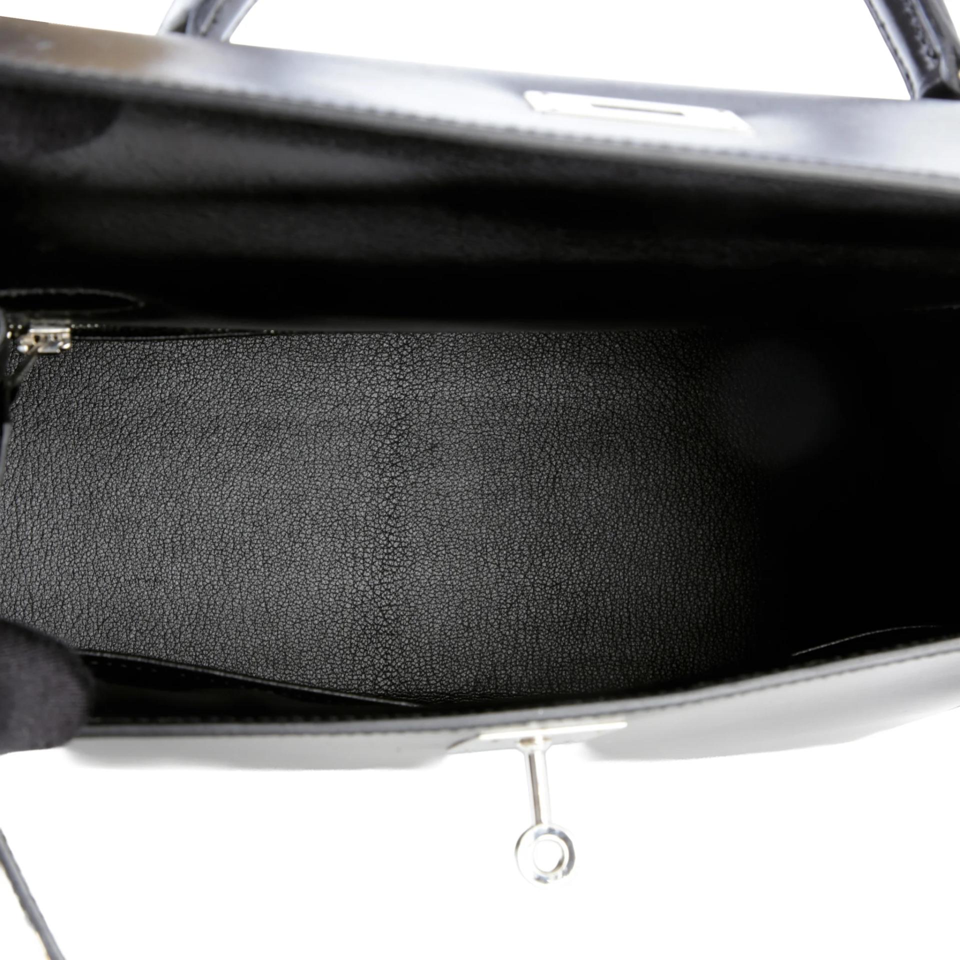 Very Good ( Rank A) HERMÈS Kelly 28 Sellier Noir (89) Box-calf Palladium hardware Square L (2008) - 11