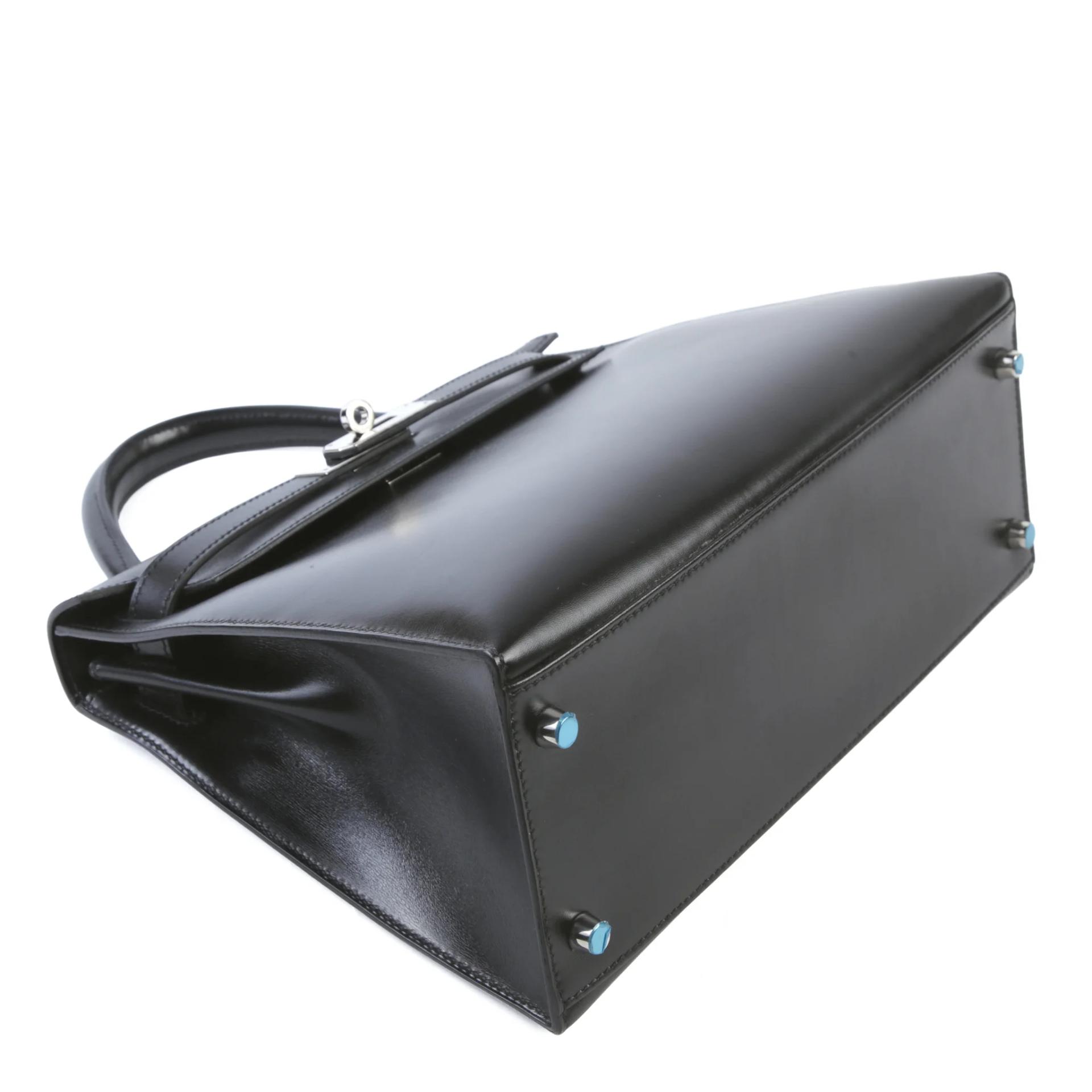 Very Good ( Rank A) HERMÈS Kelly 28 Sellier Noir (89) Box-calf Palladium hardware Square L (2008) - 4
