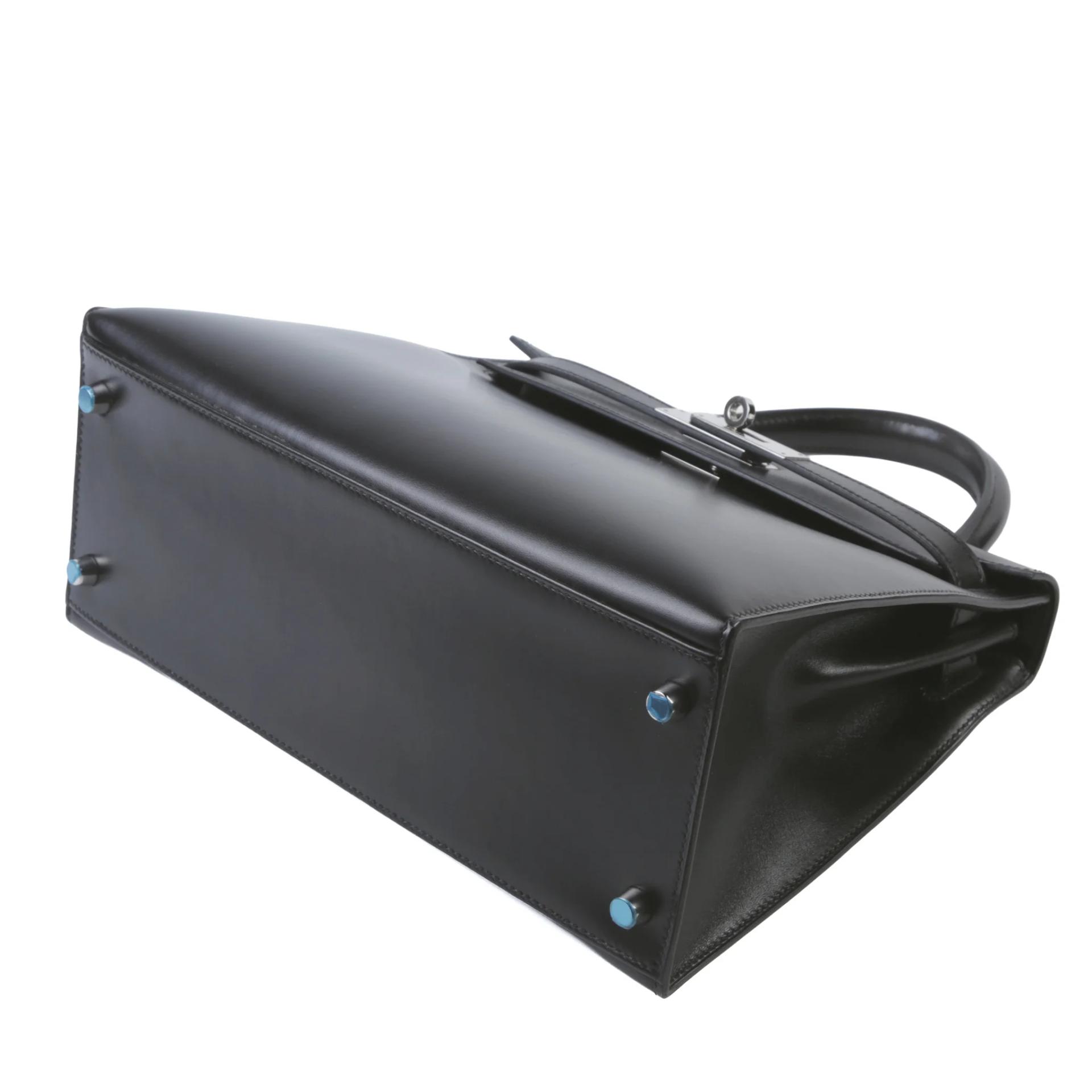 Very Good ( Rank A) HERMÈS Kelly 28 Sellier Noir (89) Box-calf Palladium hardware Square L (2008) - 5