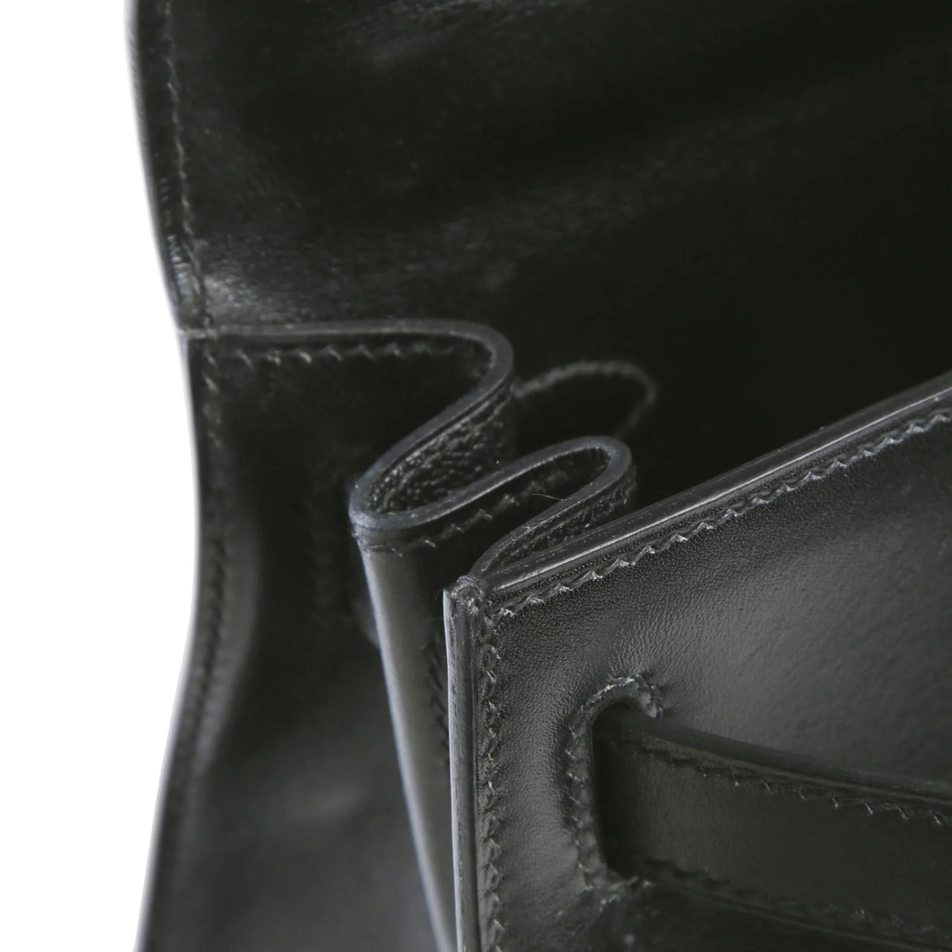 Very Good ( Rank A) HERMÈS Kelly 28 Sellier Noir (89) Box-calf Palladium hardware Square L (2008) - 13