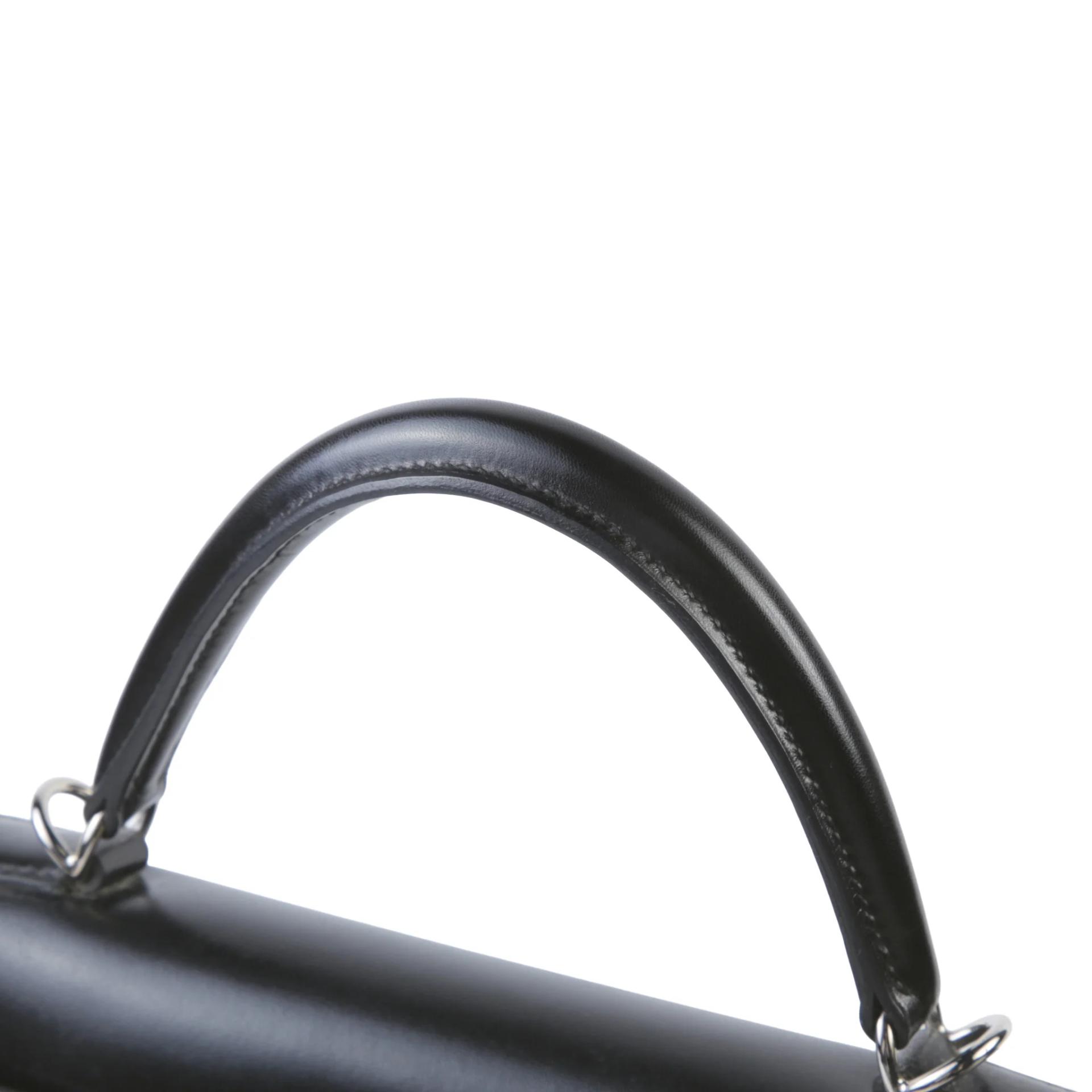 Very Good ( Rank A) HERMÈS Kelly 28 Sellier Noir (89) Box-calf Palladium hardware Square L (2008) - 3