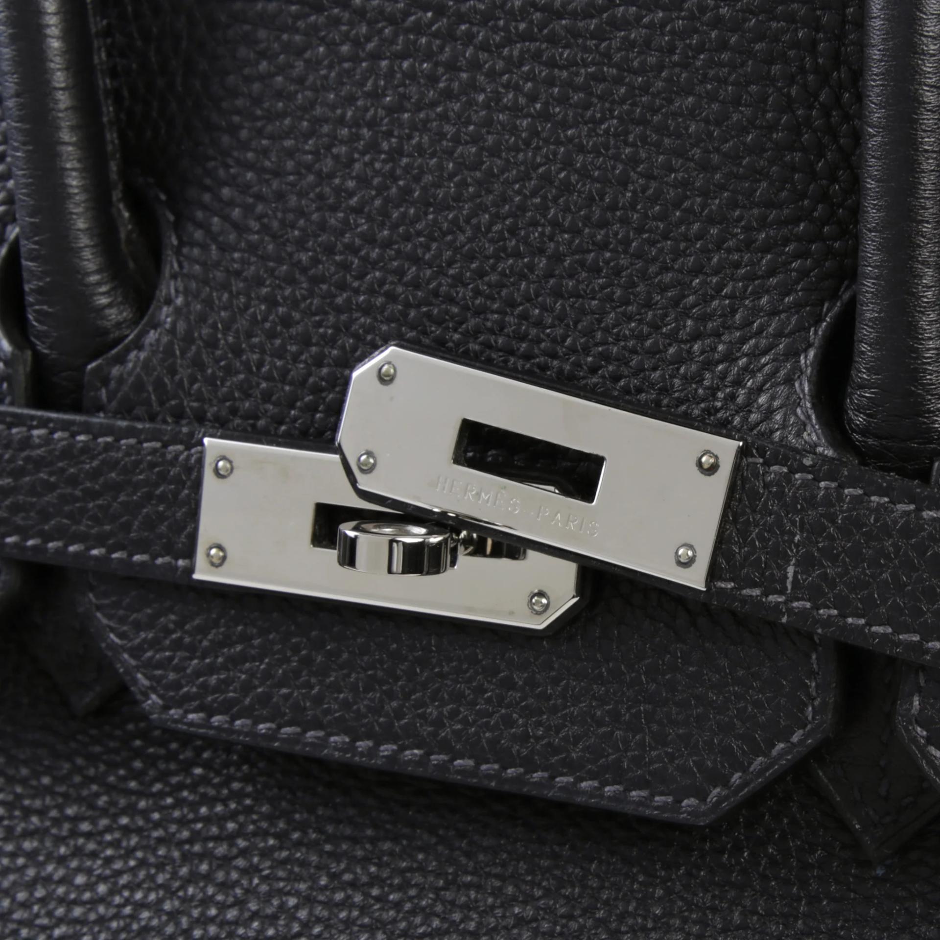 Very Good ( Rank A) HERMÈS Birkin 35 Bleu Indigo (76) Togo Palladium hardware Square H (2004) - 8
