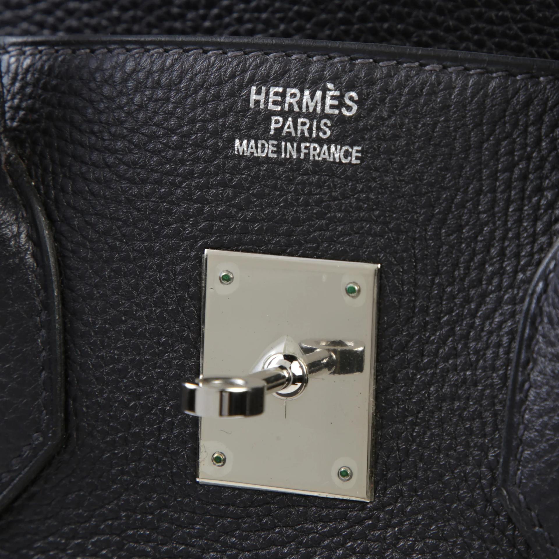 Very Good ( Rank A) HERMÈS Birkin 35 Bleu Indigo (76) Togo Palladium hardware Square H (2004) - 9