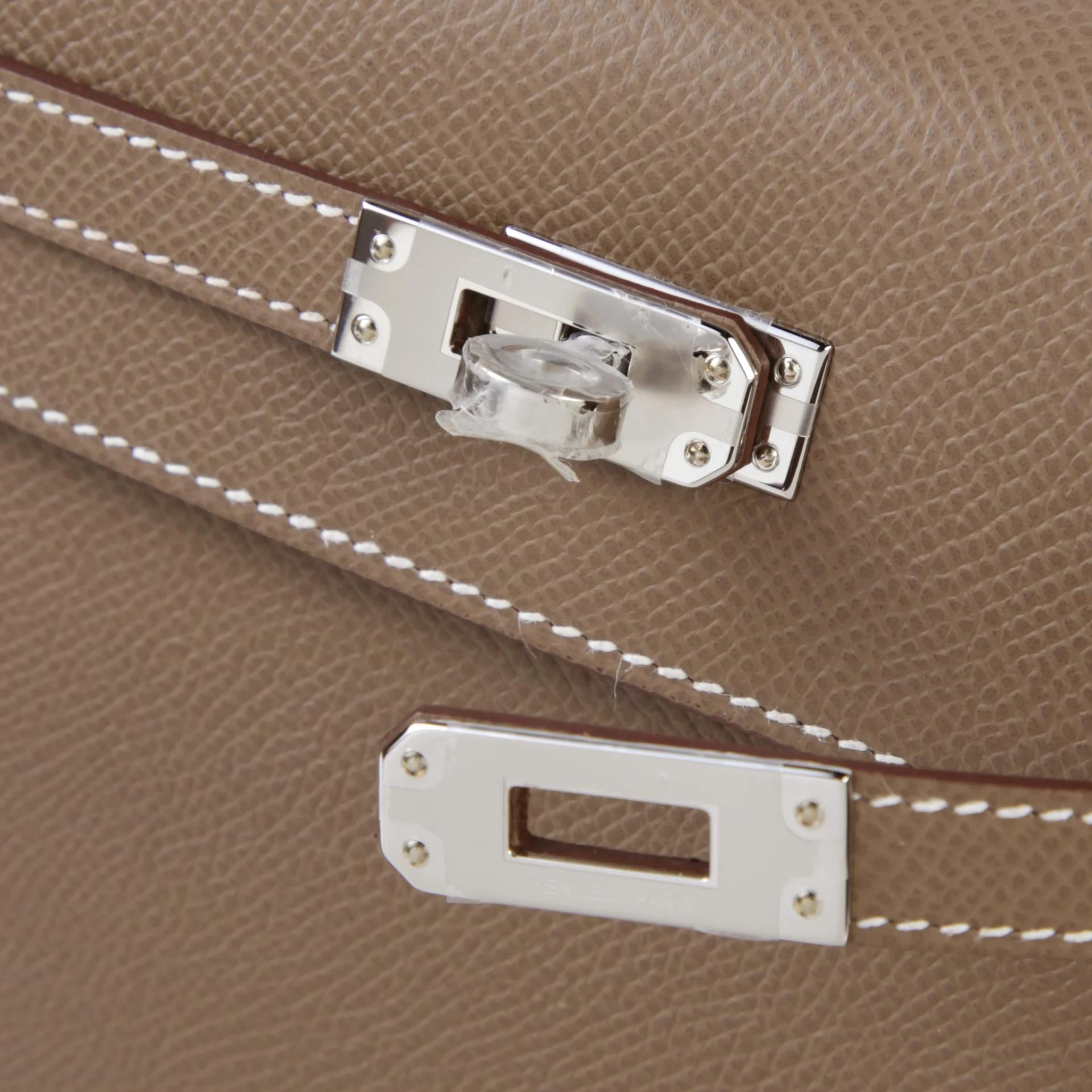 Brand New ( Rank N ) HERMÈS Kelly 25 Sellier Etoupe (18) Epsom Palladium hardware G (2026) - 8