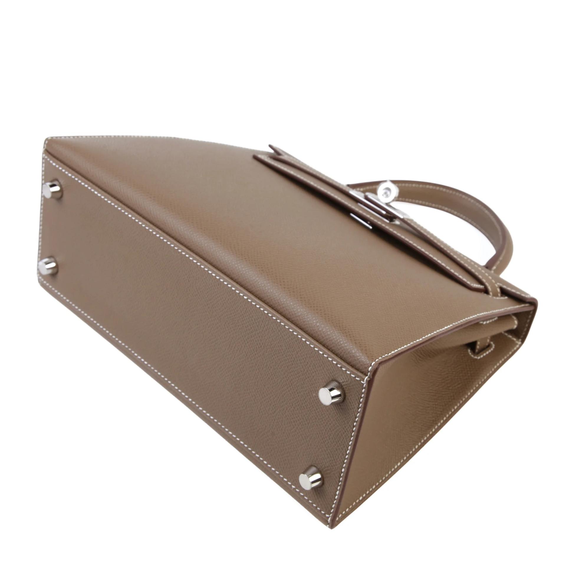 Brand New ( Rank N ) HERMÈS Kelly 25 Sellier Etoupe (18) Epsom Palladium hardware G (2026) - 5
