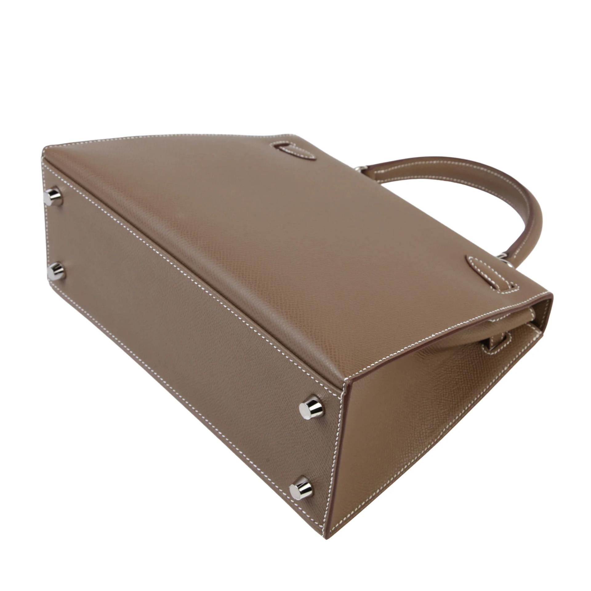 Brand New ( Rank N ) HERMÈS Kelly 25 Sellier Etoupe (18) Epsom Palladium hardware G (2026) - 7