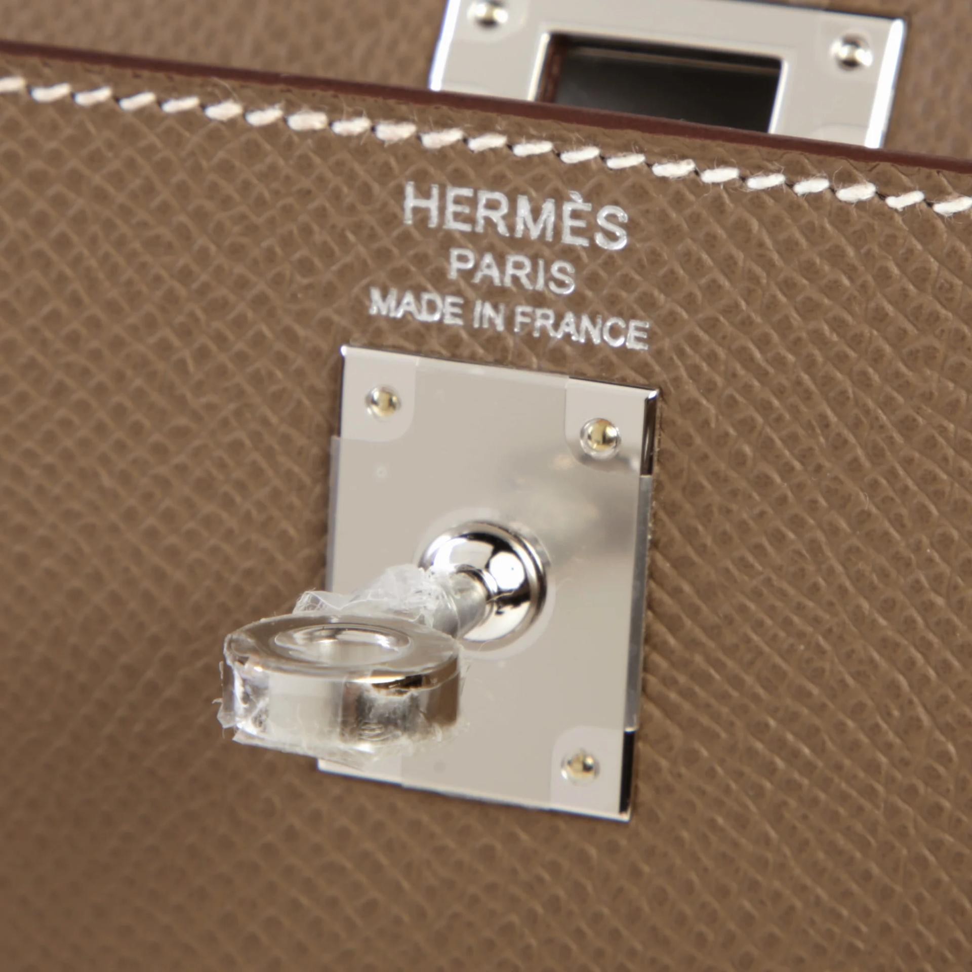 Brand New ( Rank N ) HERMÈS Kelly 25 Sellier Etoupe (18) Epsom Palladium hardware G (2026) - 9