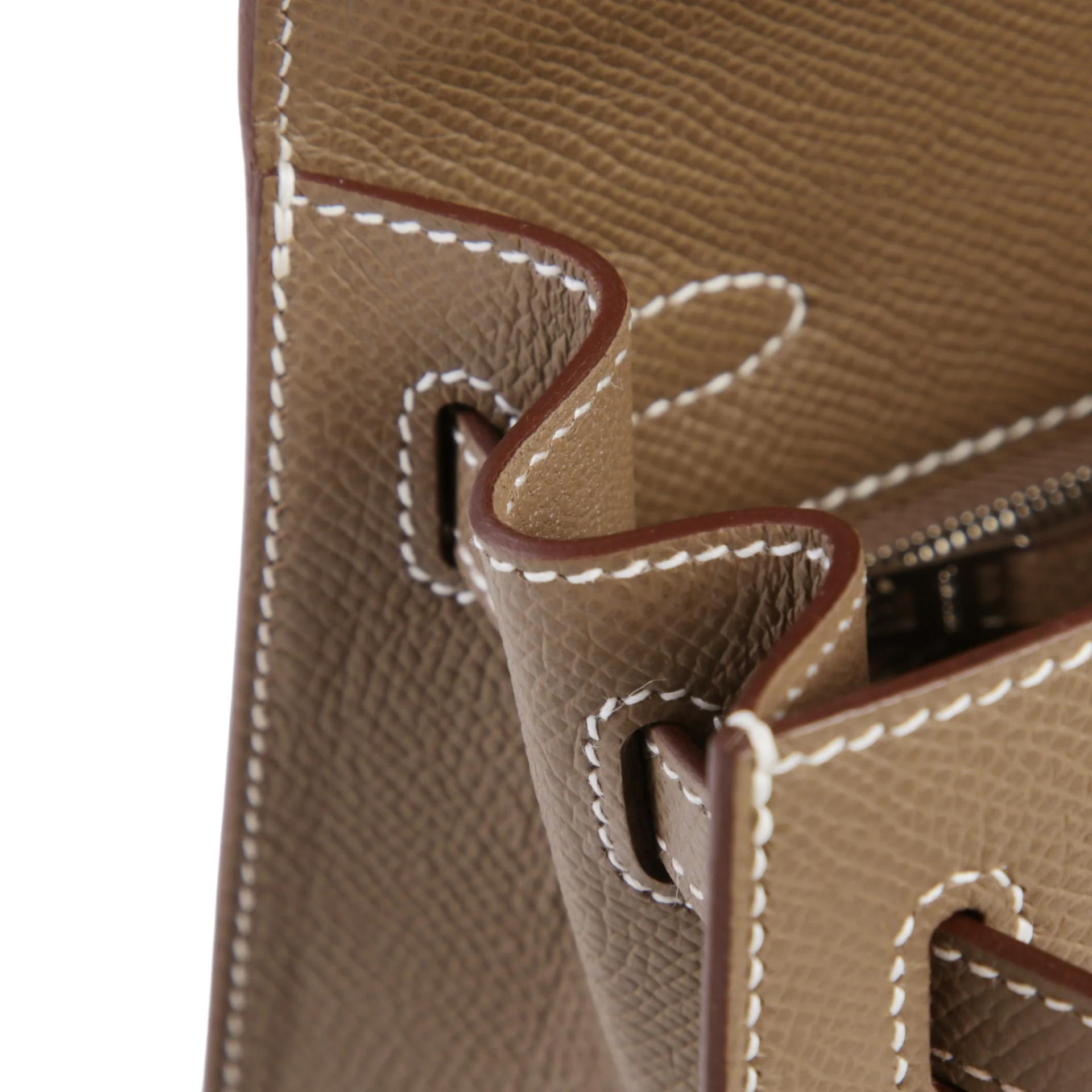 Brand New ( Rank N ) HERMÈS Kelly 25 Sellier Etoupe (18) Epsom Palladium hardware G (2026) - 12