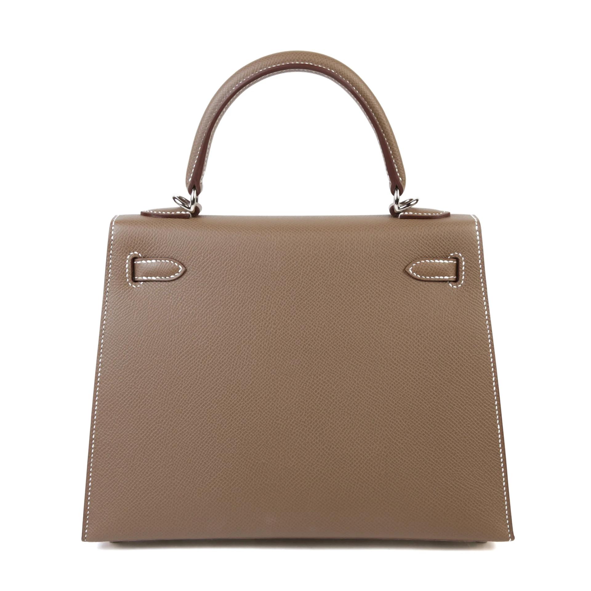 Brand New ( Rank N ) HERMÈS Kelly 25 Sellier Etoupe (18) Epsom Palladium hardware G (2026) - 2