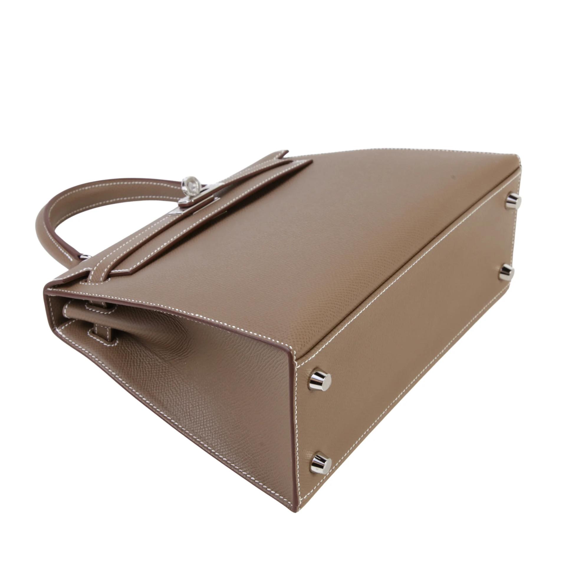 Brand New ( Rank N ) HERMÈS Kelly 25 Sellier Etoupe (18) Epsom Palladium hardware G (2026) - 4