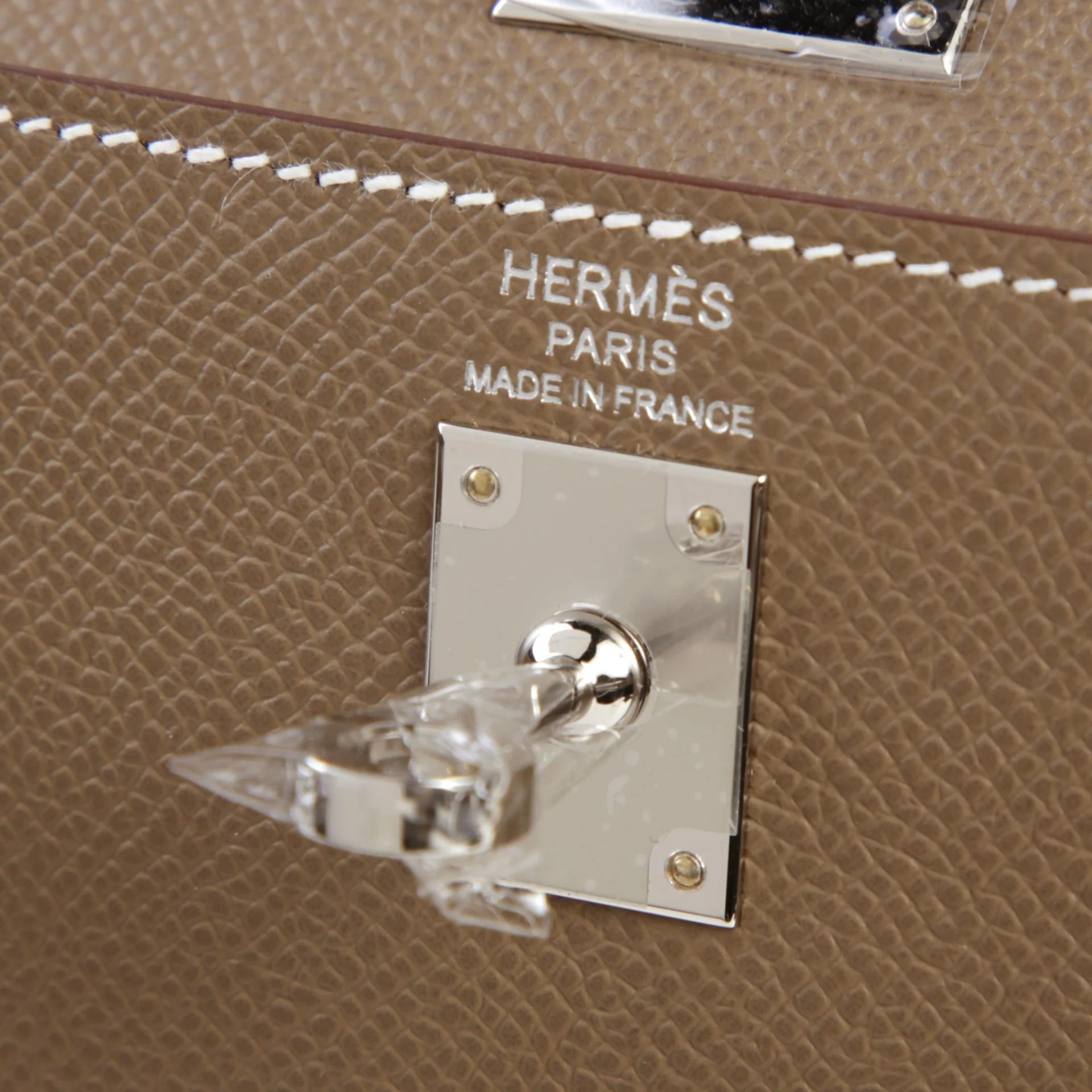 Unused ( Rank NS ) HERMÈS Kelly 25 Sellier Etoupe (18) Epsom Palladium hardware G (2026) - 9