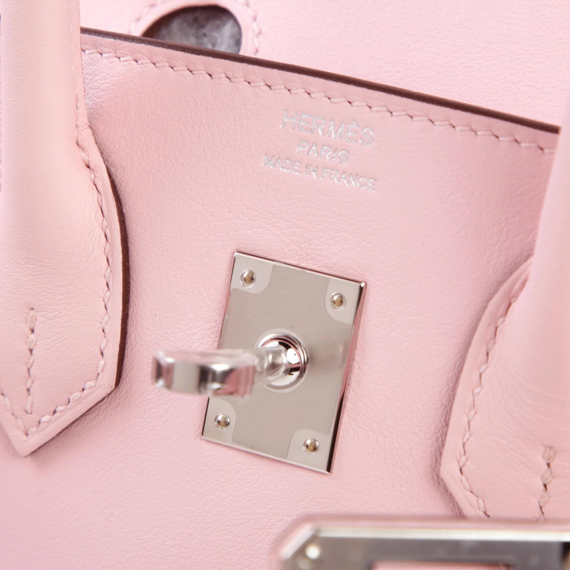 Unused ( Rank NS ) HERMÈS Birkin 25 Rose Sakura (3Q) Swift Palladium hardware B (2023) - 9