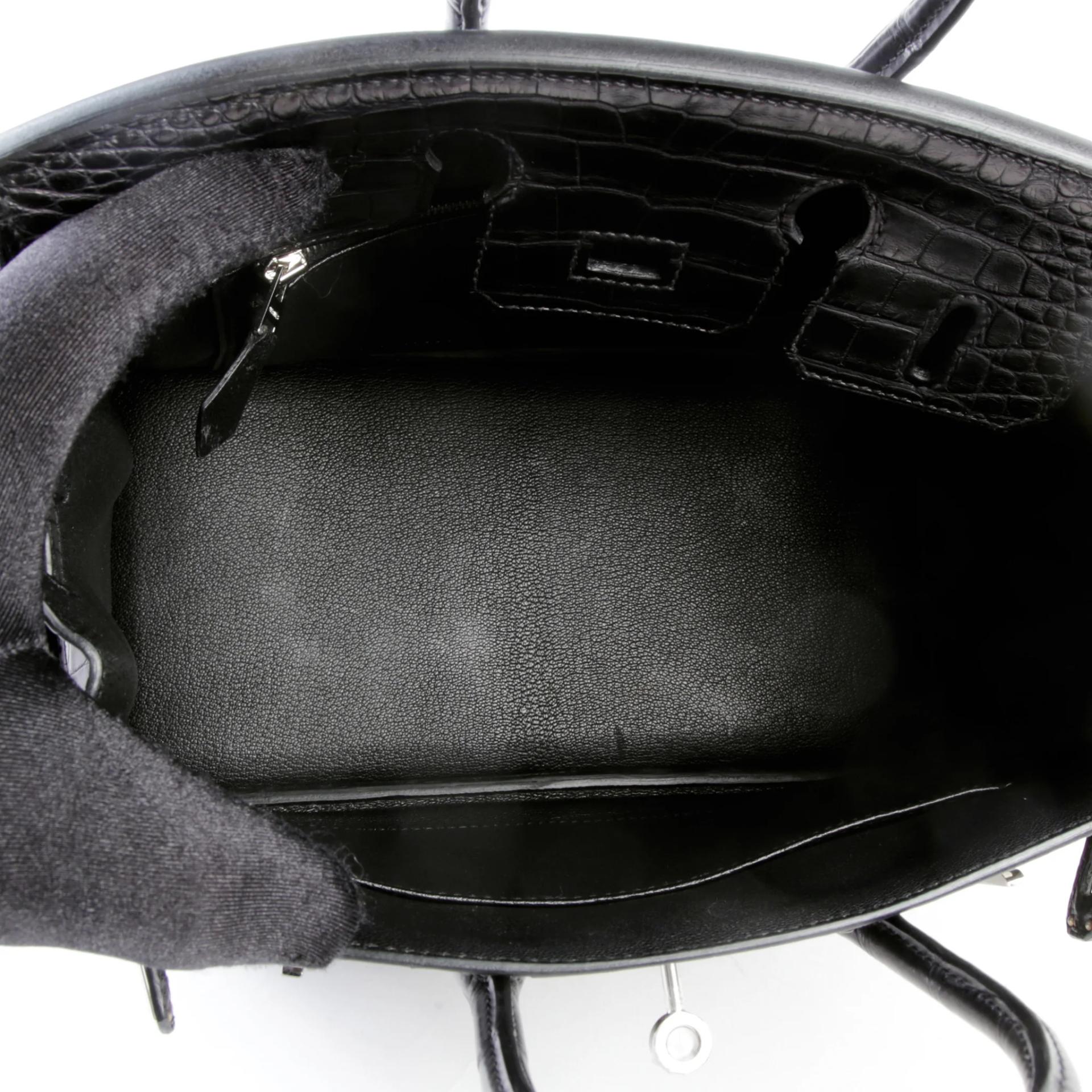 Unused ( Rank NS ) HERMÈS Birkin 25 Noir (89) Matte Alligator Palladium hardware K (2025) - 10
