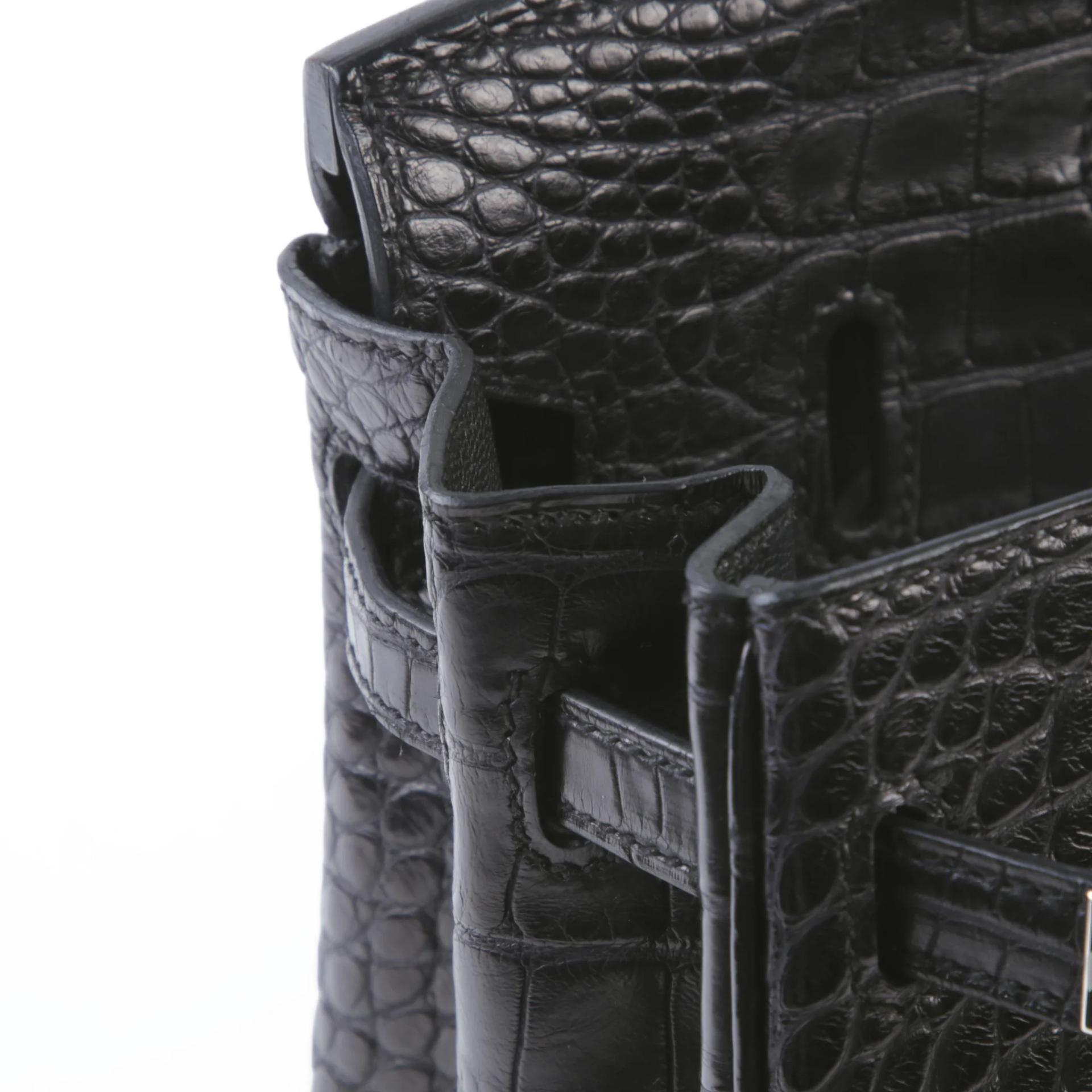 Unused ( Rank NS ) HERMÈS Birkin 25 Noir (89) Matte Alligator Palladium hardware K (2025) - 12