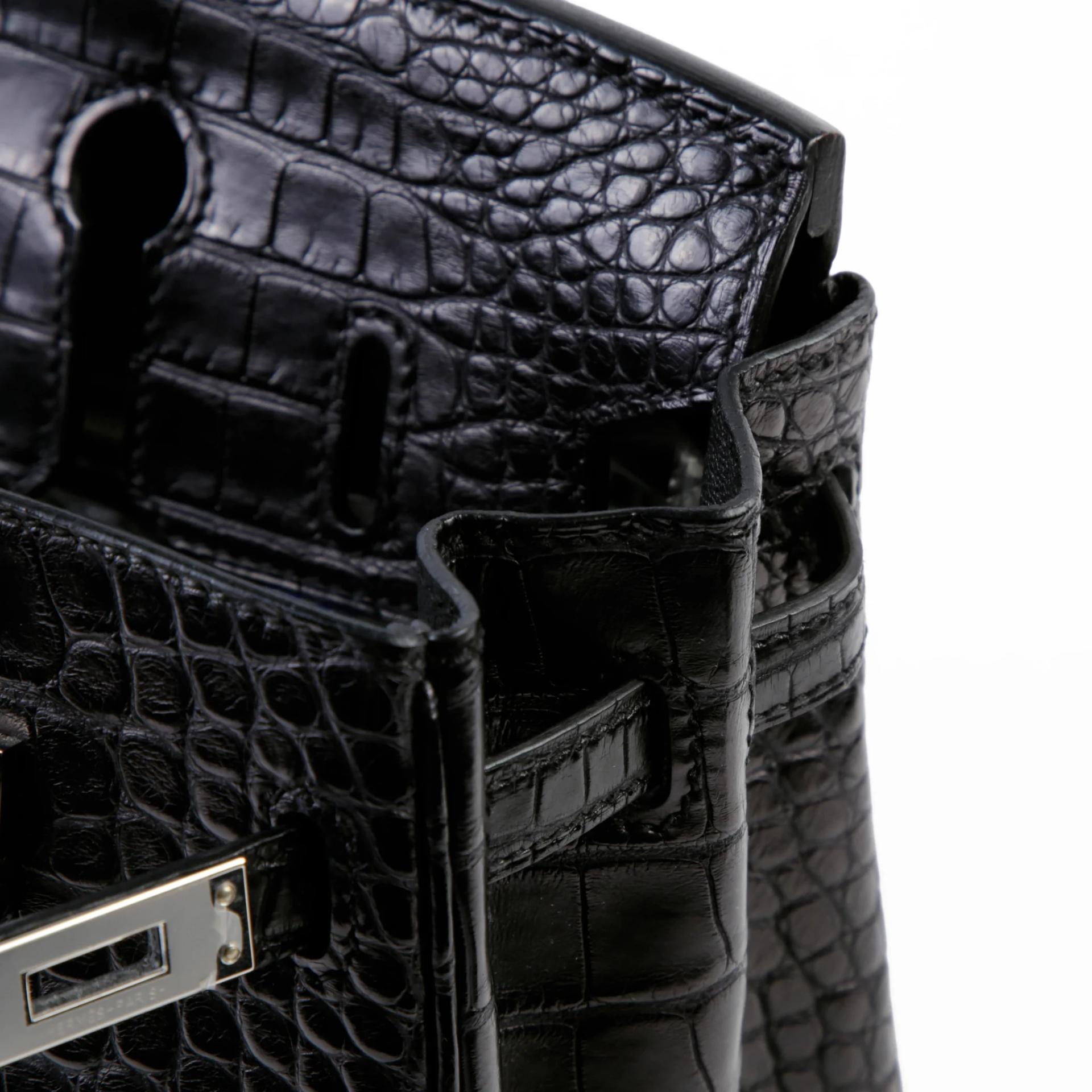 Unused ( Rank NS ) HERMÈS Birkin 25 Noir (89) Matte Alligator Palladium hardware K (2025) - 11