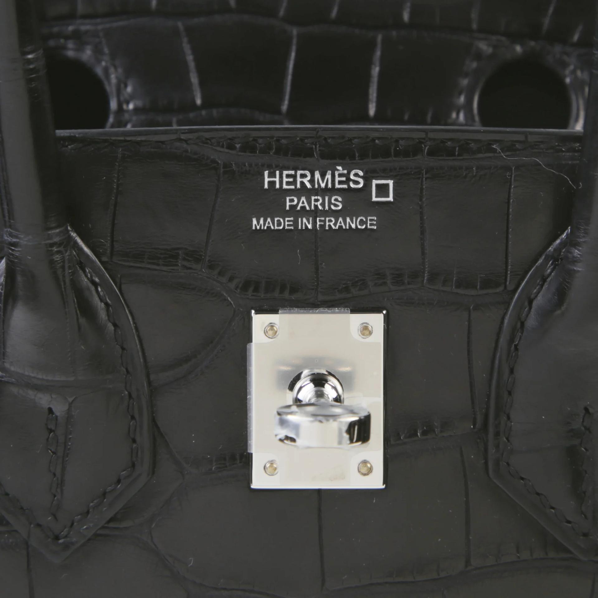 Unused ( Rank NS ) HERMÈS Birkin 25 Noir (89) Matte Alligator Palladium hardware K (2025) - 9