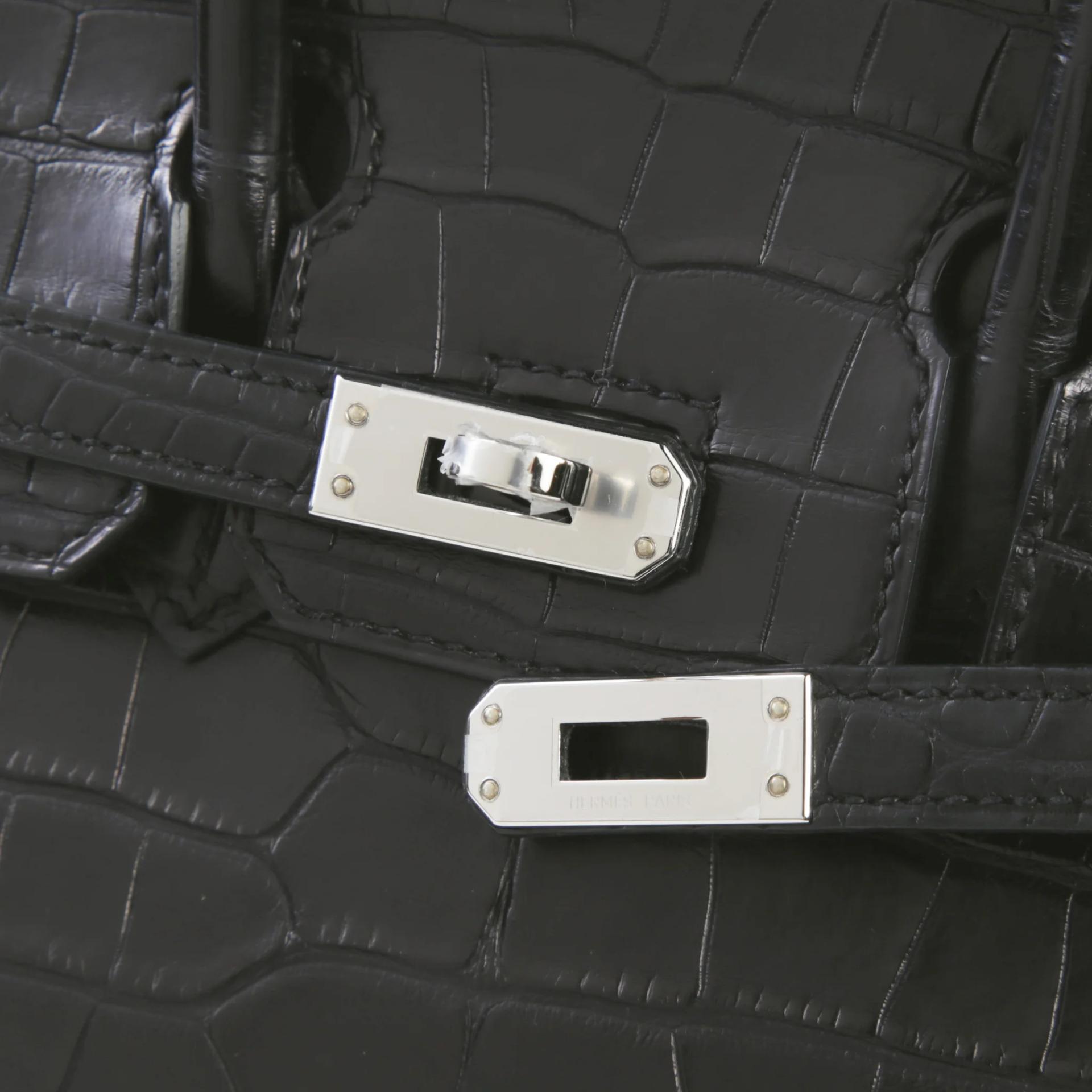 Unused ( Rank NS ) HERMÈS Birkin 25 Noir (89) Matte Alligator Palladium hardware K (2025) - 8