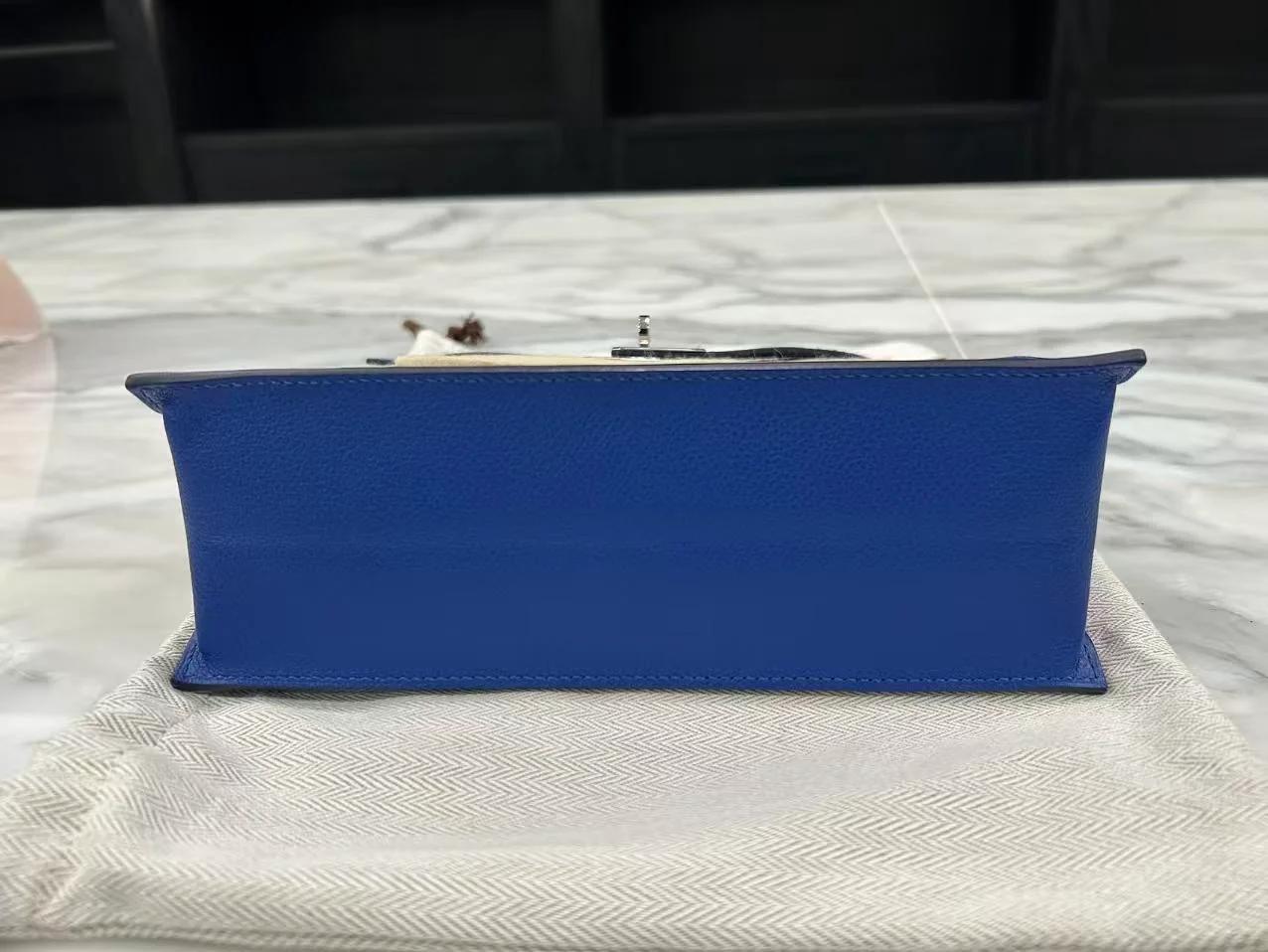 Excellent ( Rank SA ) HERMÈS Kelly Danse Bleu Royal (O8) Evercolor Palladium hardware U (2022) - 11
