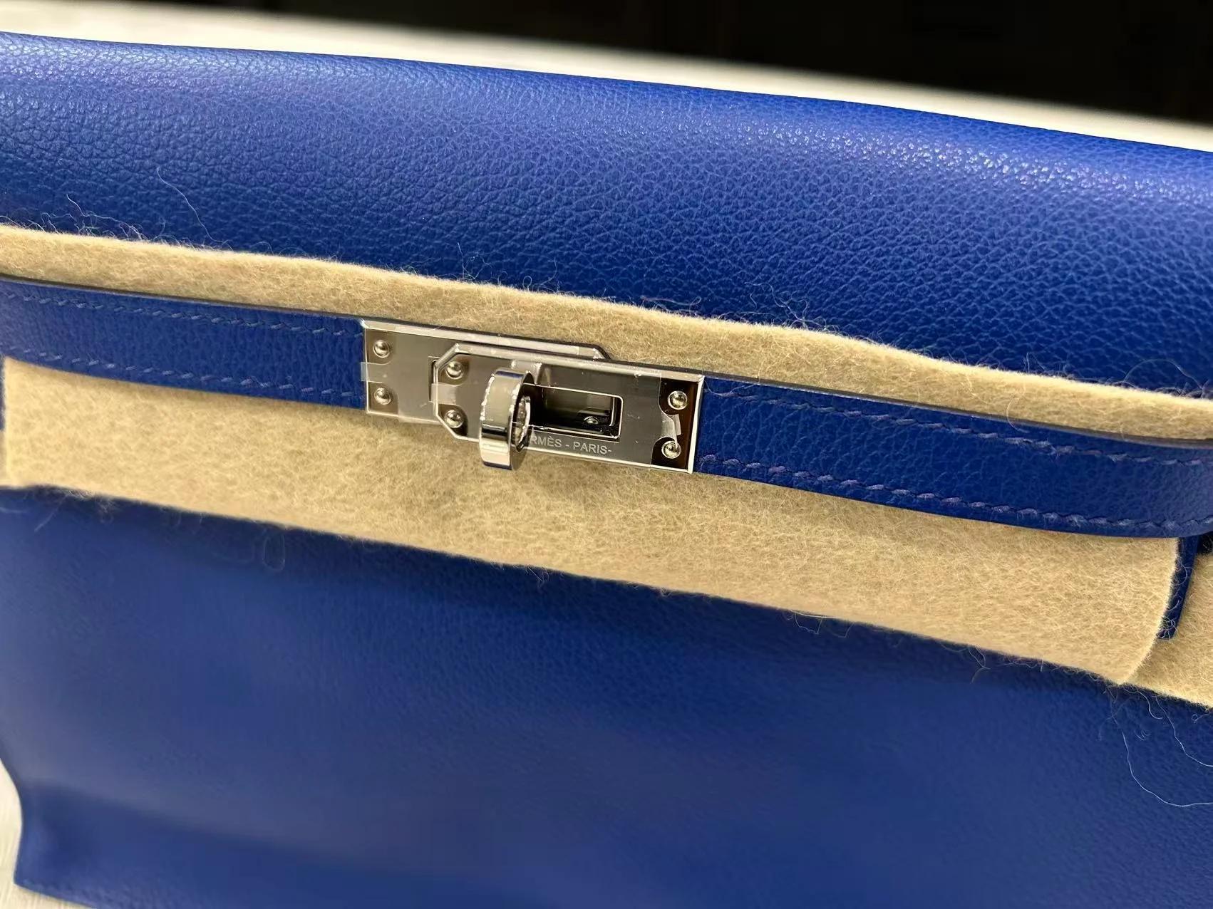 Excellent ( Rank SA ) HERMÈS Kelly Danse Bleu Royal (O8) Evercolor Palladium hardware U (2022) - 8