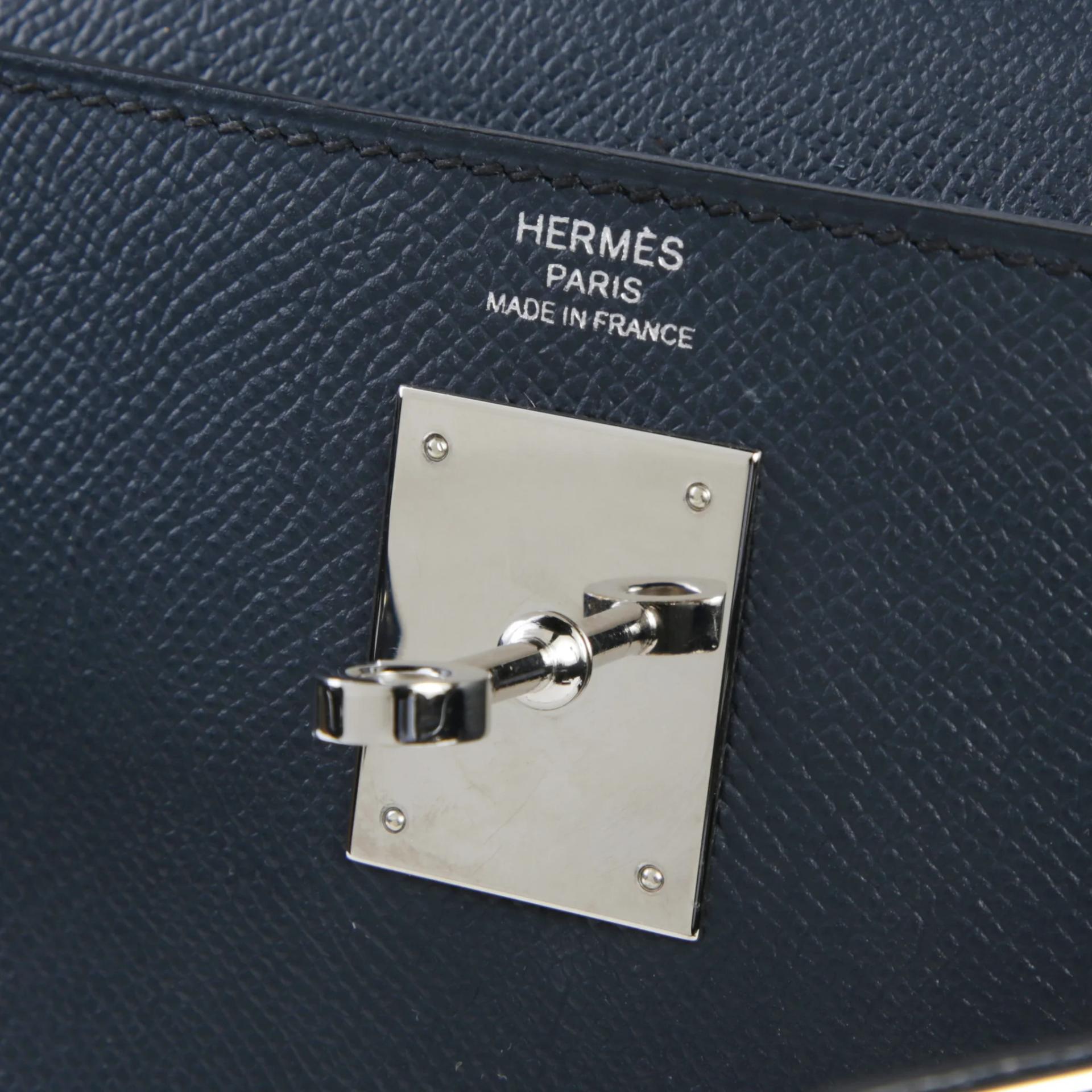 A美品 HERMÈS 愛馬仕 Kelly 28 2Z 午夜藍 Bleu Nuit Epsom牛皮 銀扣 X刻 2016年 - 9